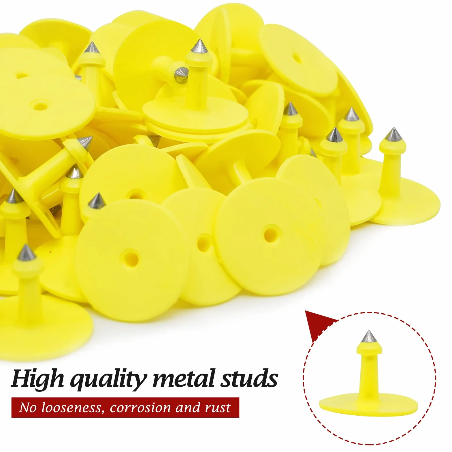 100 targhette auricolari vuote per bovini, 7,9 cm di lunghezza x 5,6 cm di larghezza, etichette auricolari gialle per identificazione di animali in TPU etichette per bestiame strumenti