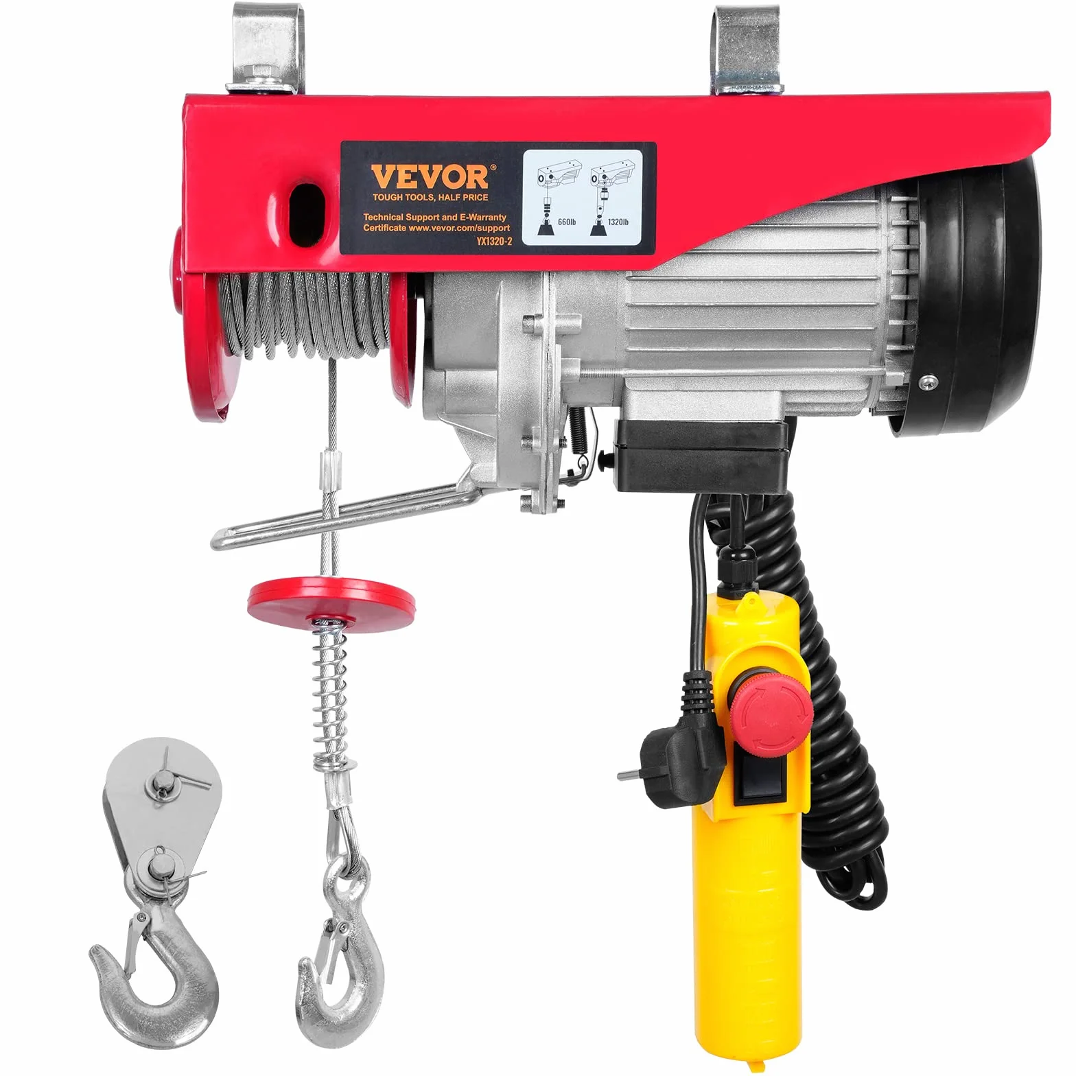 VEVOR Paranco a Leva Elettrico 1150 W Carico Max. da 600 kg Altezza di Sollevamento 12 m Motore con Telecomando, Paranco Elettrico a Leva per Sollevamento Carico Velocità 10 m/min da Garage