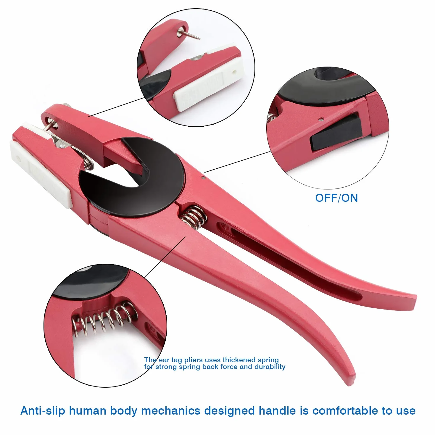Pinze per Etichette per Animali Bestiame Animale Marchio Auricolare Pinza Applicatore per l'Installazione di Suini Bovini Pecore Orecchio Marchio Auricolare (Rosso)