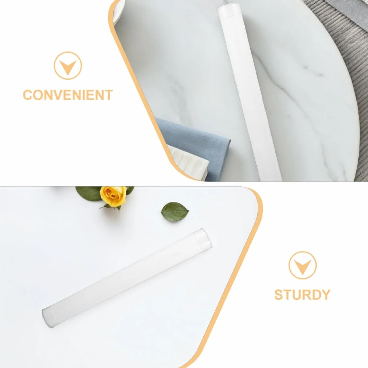 Zestaw 4 Tubi di Stoccaggio Rotondi in Plastica PE 31 cm Lunghezza 5 cm Diametro con Coperchio