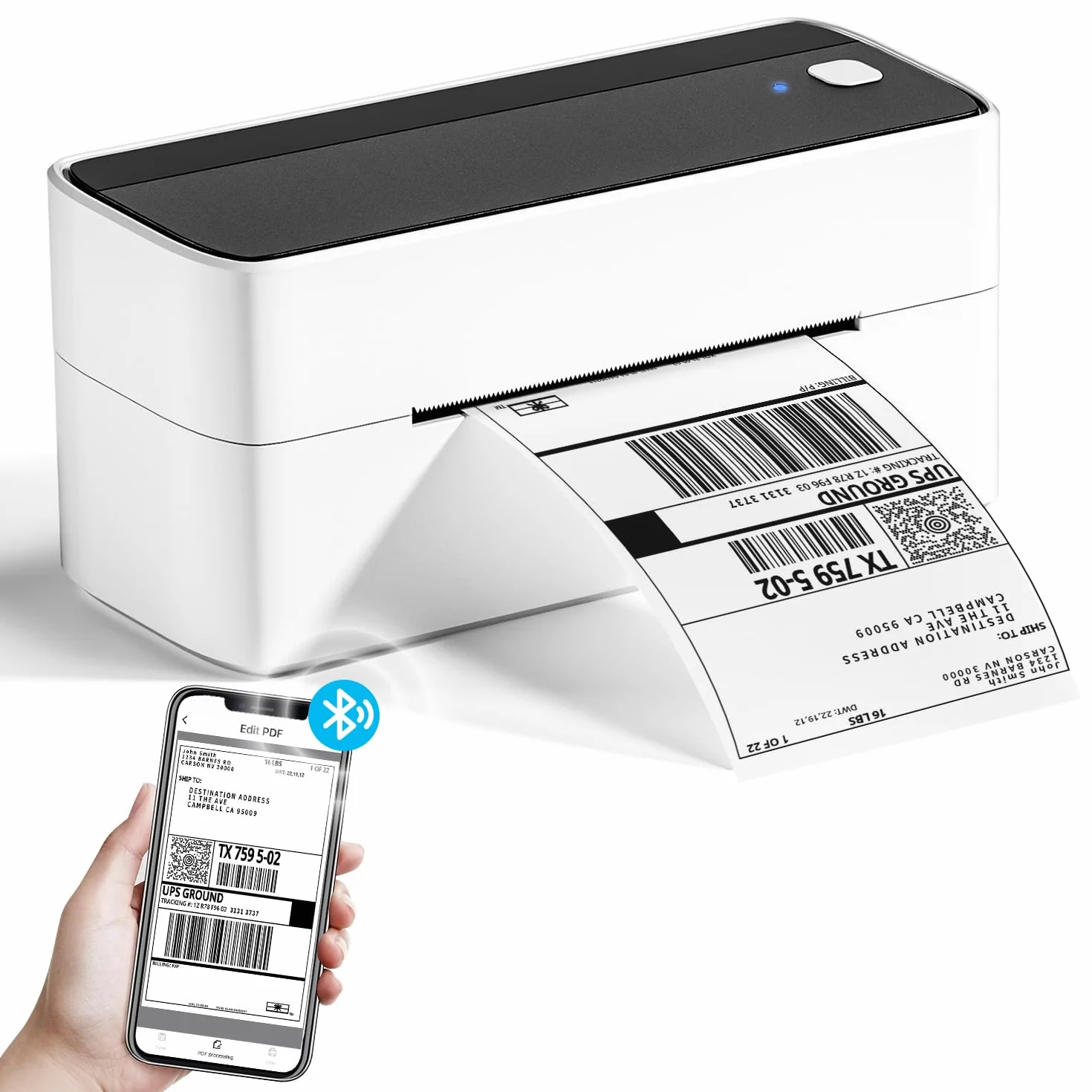 Phomemo Stampante per etichette Bluetooth, PM241BT stampante termica DHL 4XL per Mac/PC, stampante Bluetooth per codici a barre, Amazon, Etsy, Shopify, Royal Mail, DHL, FedEx, UPS