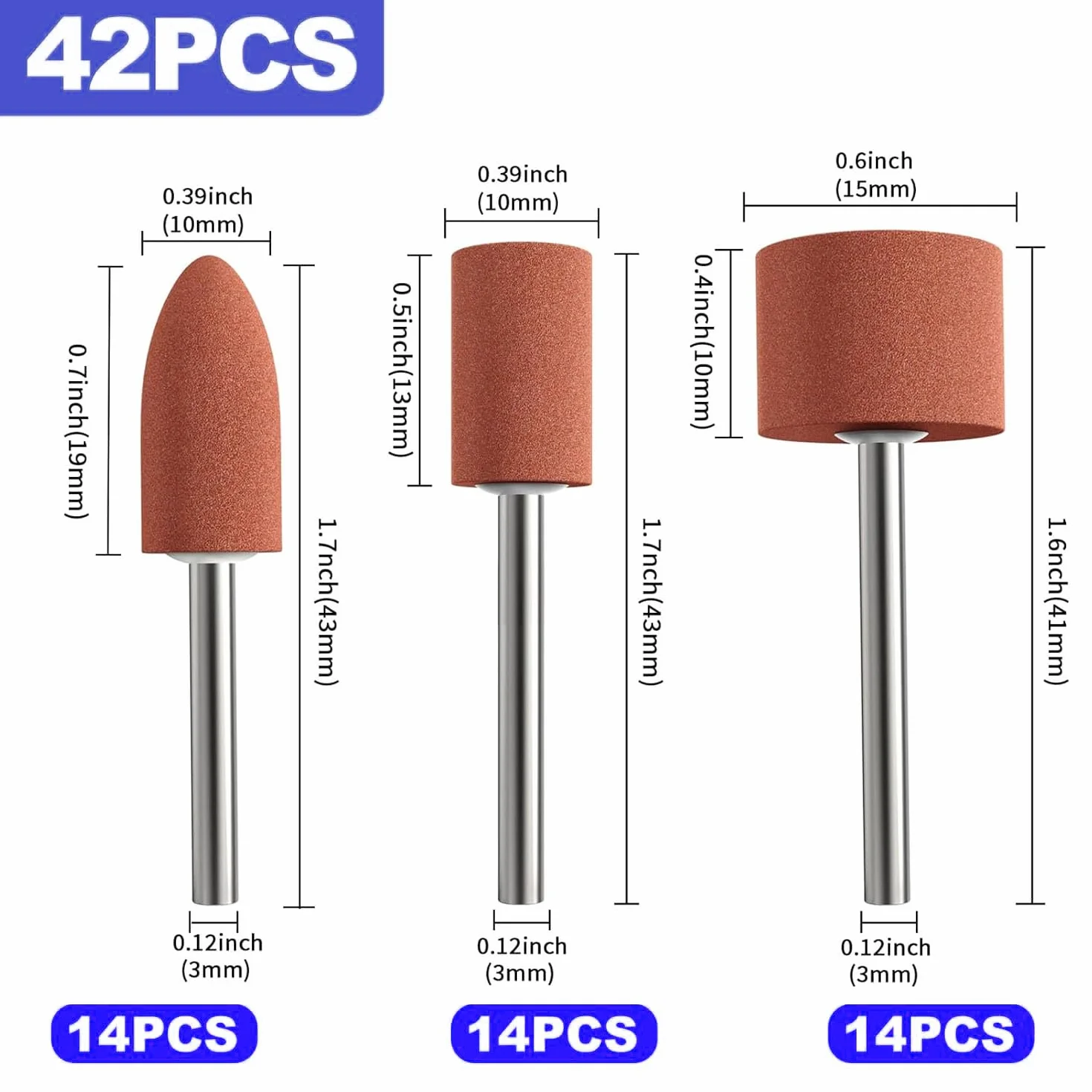 Testa di Levigatura e Lucidatura 42 pezzi, Accessorio Smerigliatura Dremel con gambo 1/8 pollice