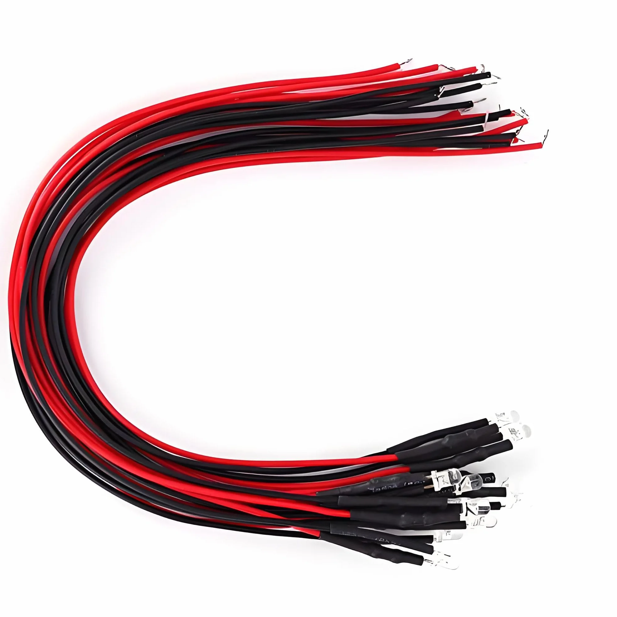 Fafeicy 50 Pezzi Diodi LED Cablato Emissione 5-12V 3mm 0.06W Luminosa Testa Tonda Luce Bianca Calda
