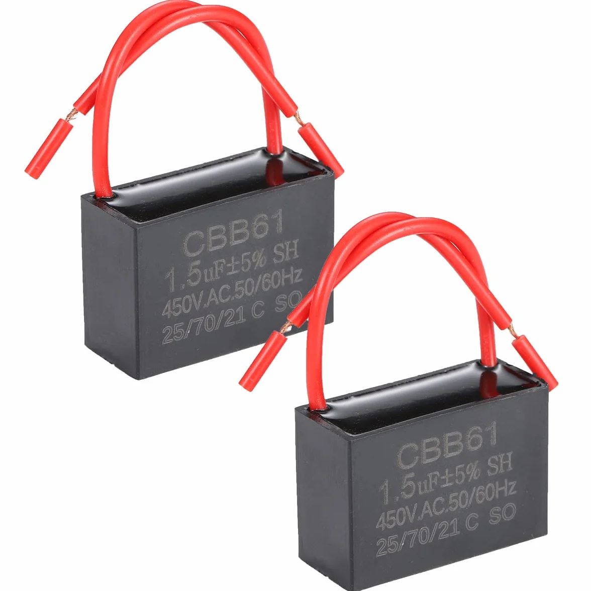 CBB61 condensatore ventilatore da soffitto 1.5uF 450V AC 50/60Hz 2 fili