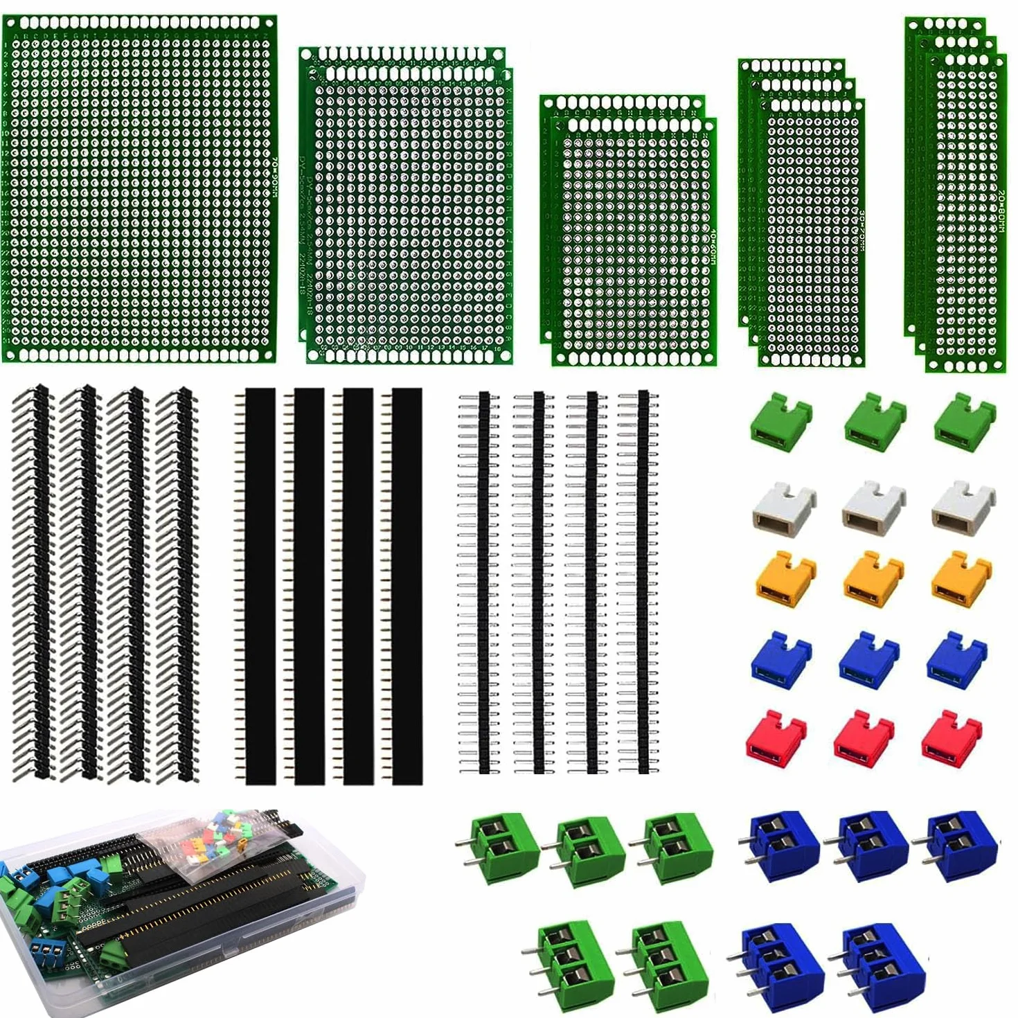 RUNCCI-YUN 48Pezzi Kit di schede PCB,11 Pezzi una Scheda PCB a Doppia Faccia, Circuito Stampato Prototipo PCB Board,Circuiti Breadboard Perforati per Saldatura e Fai Da Te Progetto
