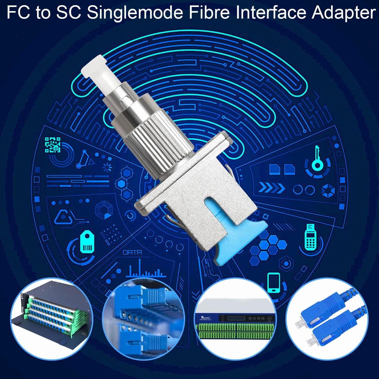 QIANRENON FC a SC Monomodale Fibra Ottica Adattatore SM 9/125μm FC/UPC Maschio a SC/UPC Femmina Fibra Ibrida Simplex Convertitore Accoppiatore, per FTTH Rossa Luce Penna Ottica Potenza Misuratore