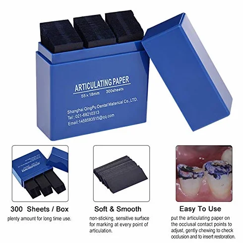 Carta odontoiatrica Strisce dentali di Carta di cartongesso 300 Fogli Blu
