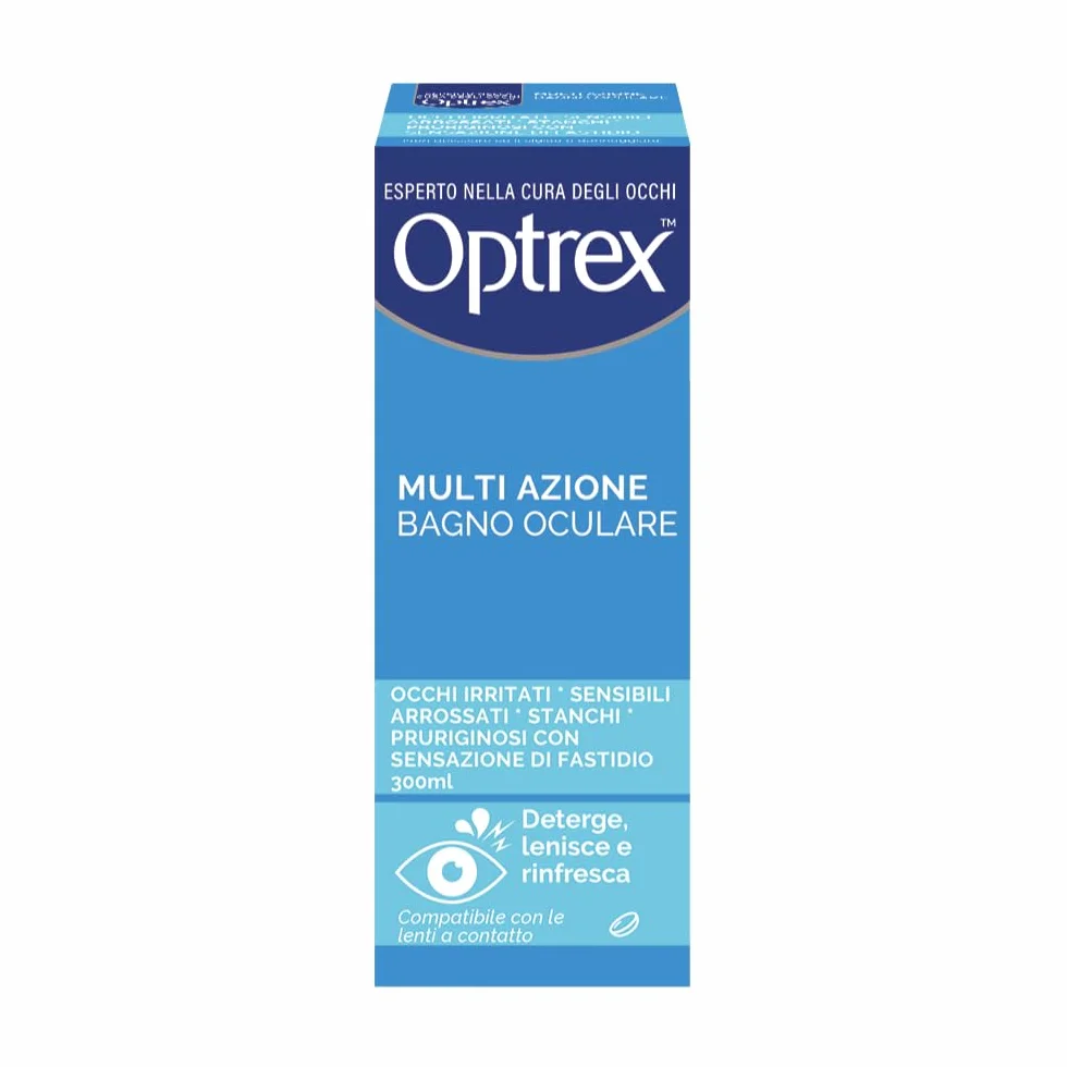 Optrex Multi Azione Bagno Oculare 300ml per Occhi Rossi Stanchi e Irritati