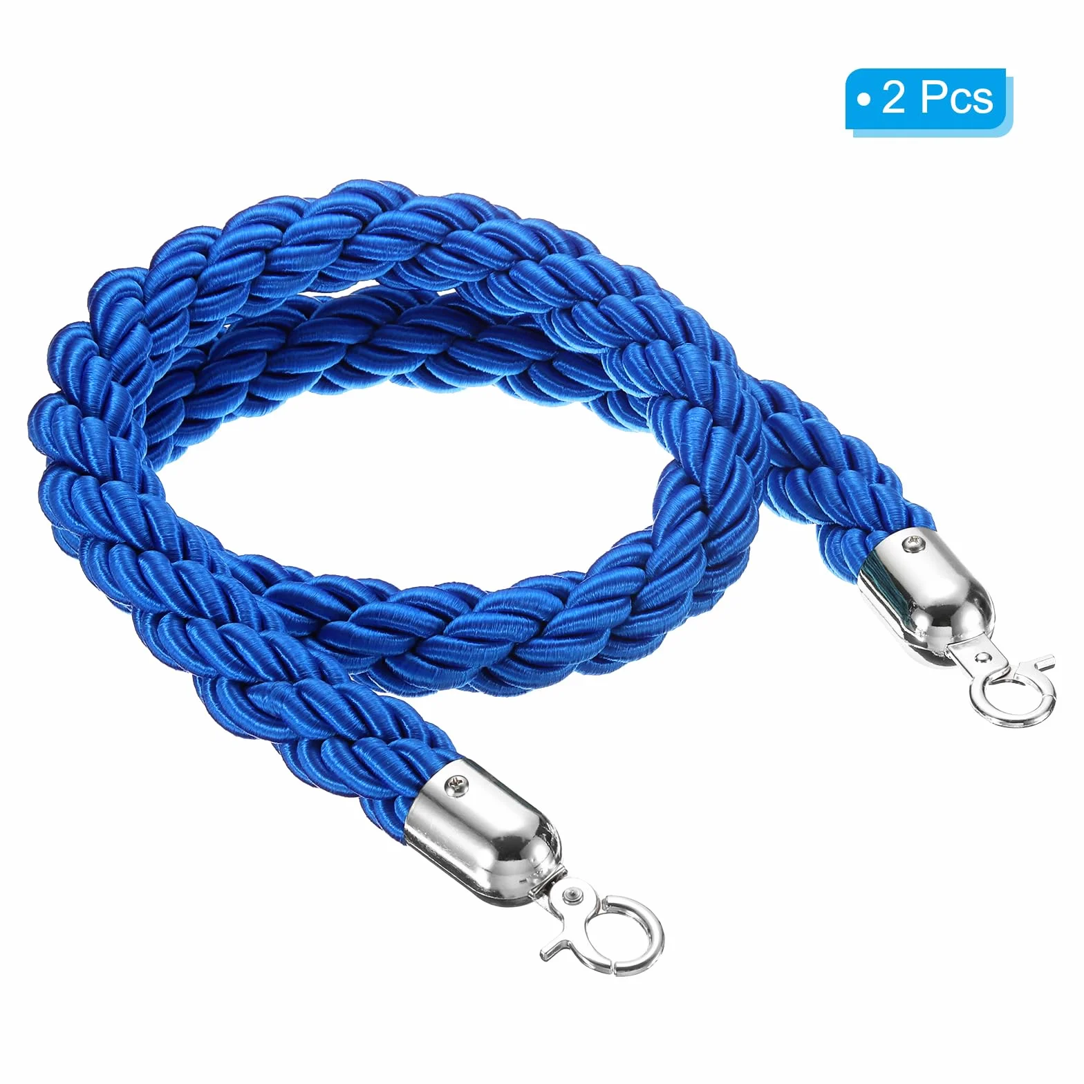 PATIKIL Stanchion Corda, 2Pz 1,2m/3,9 Piedi Barriera Corda Corda di Sicurezza barriera per Pali Stand Coda Divisore Folla Controllo Hotel, Blu Argento