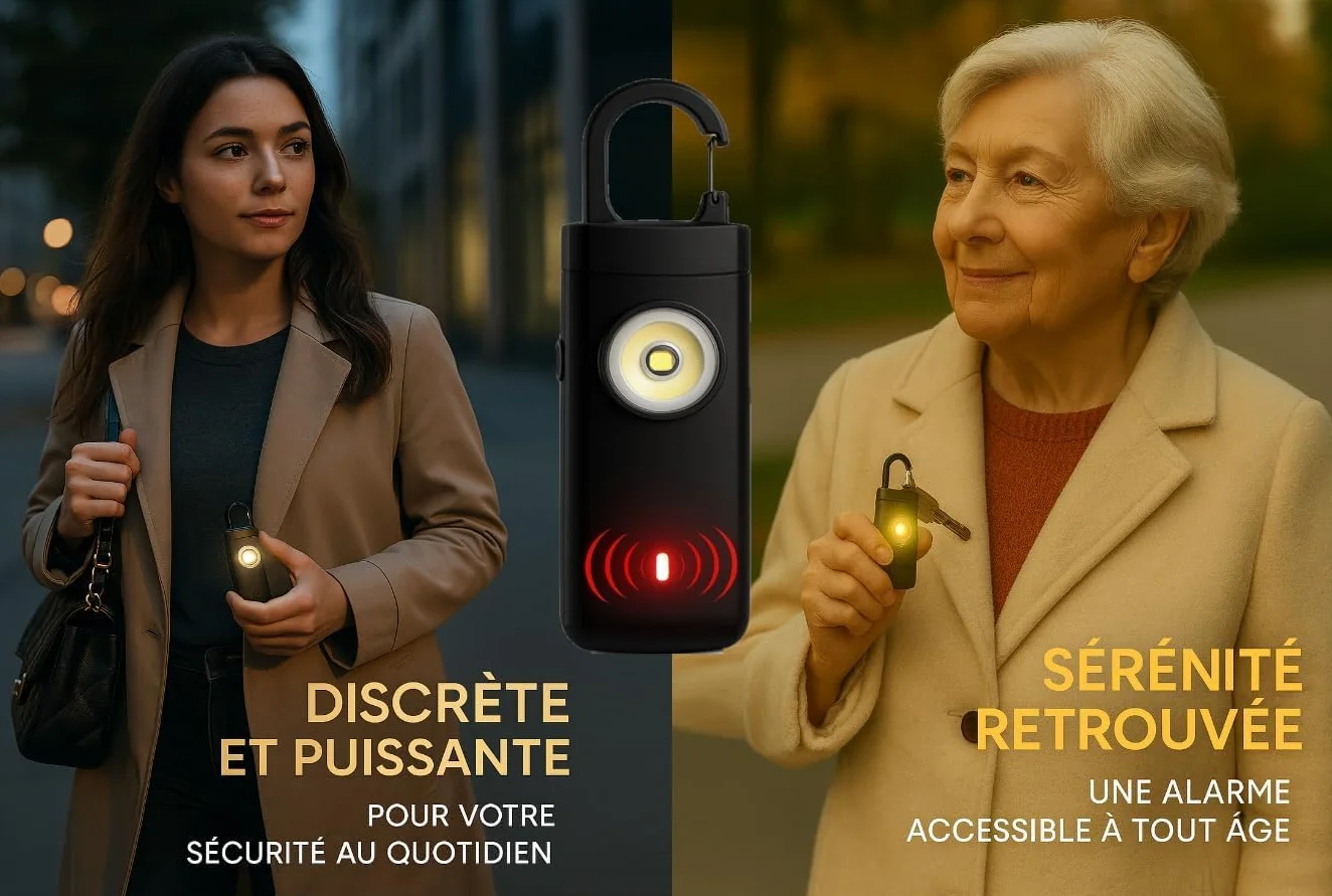 Allarme tascabile potente, allarme anti aggressione ricaricabile per sicurezza d’emergenza da 130 decibel, con luci SOS, ricarica USB Type-C, leggero, protezione per bambini, donne e persone anziane
