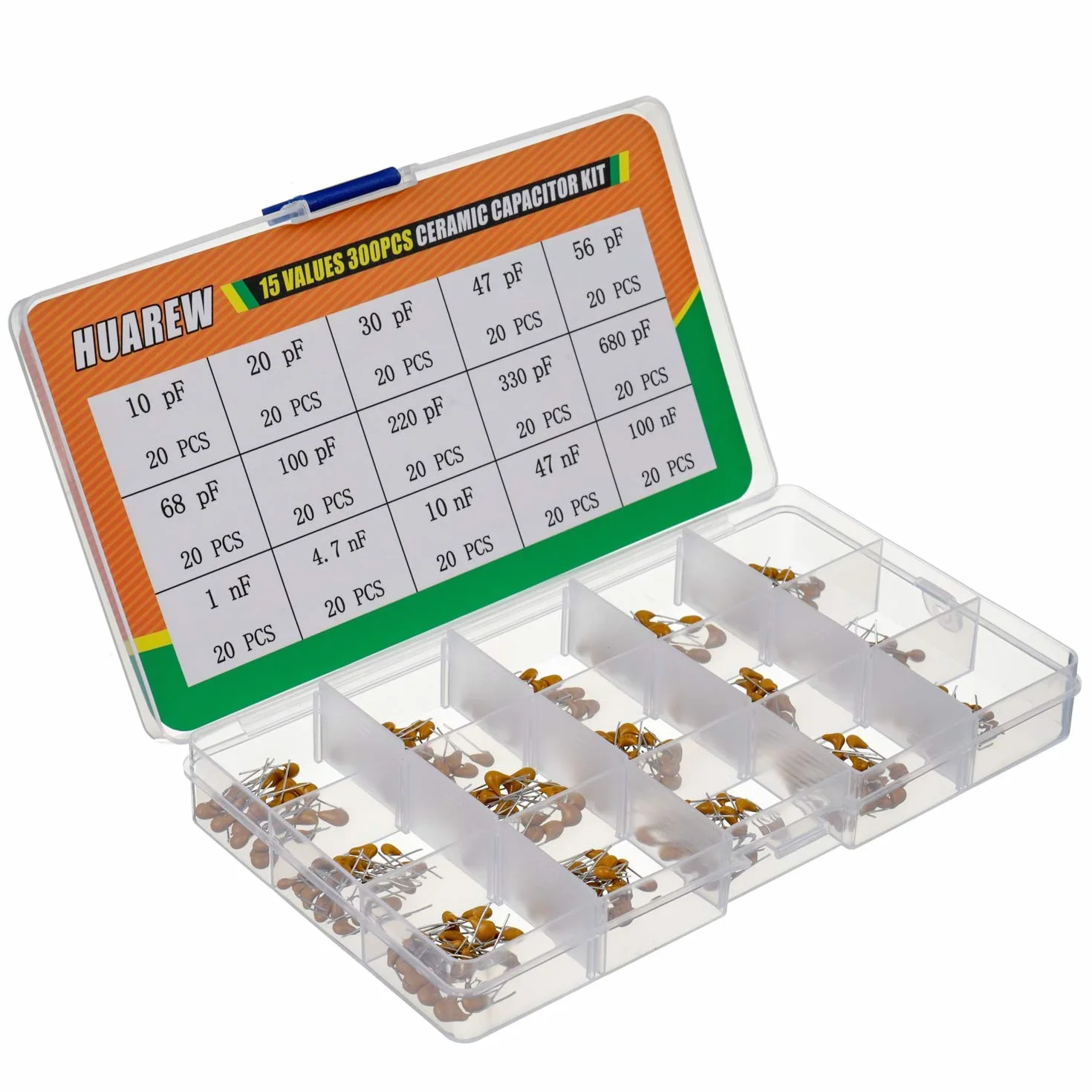 15 Valori 300 pezzi Condensatore ceramico 10~680 pF e 1~100 nF kit di classificazione