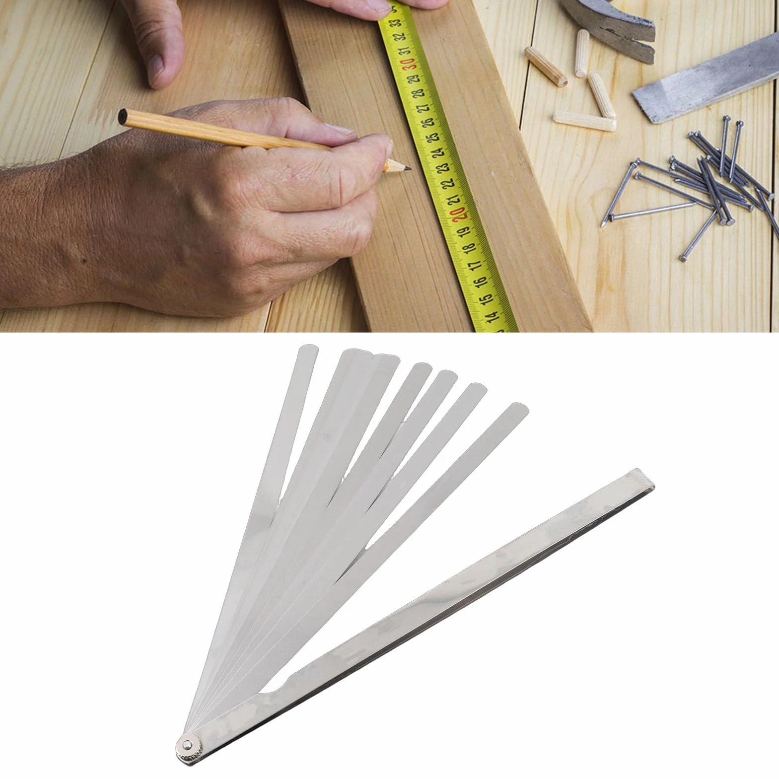 Spessimetro Valvole 300mm 17 Lame Acciaio Metriche 0.02-1mm Gap