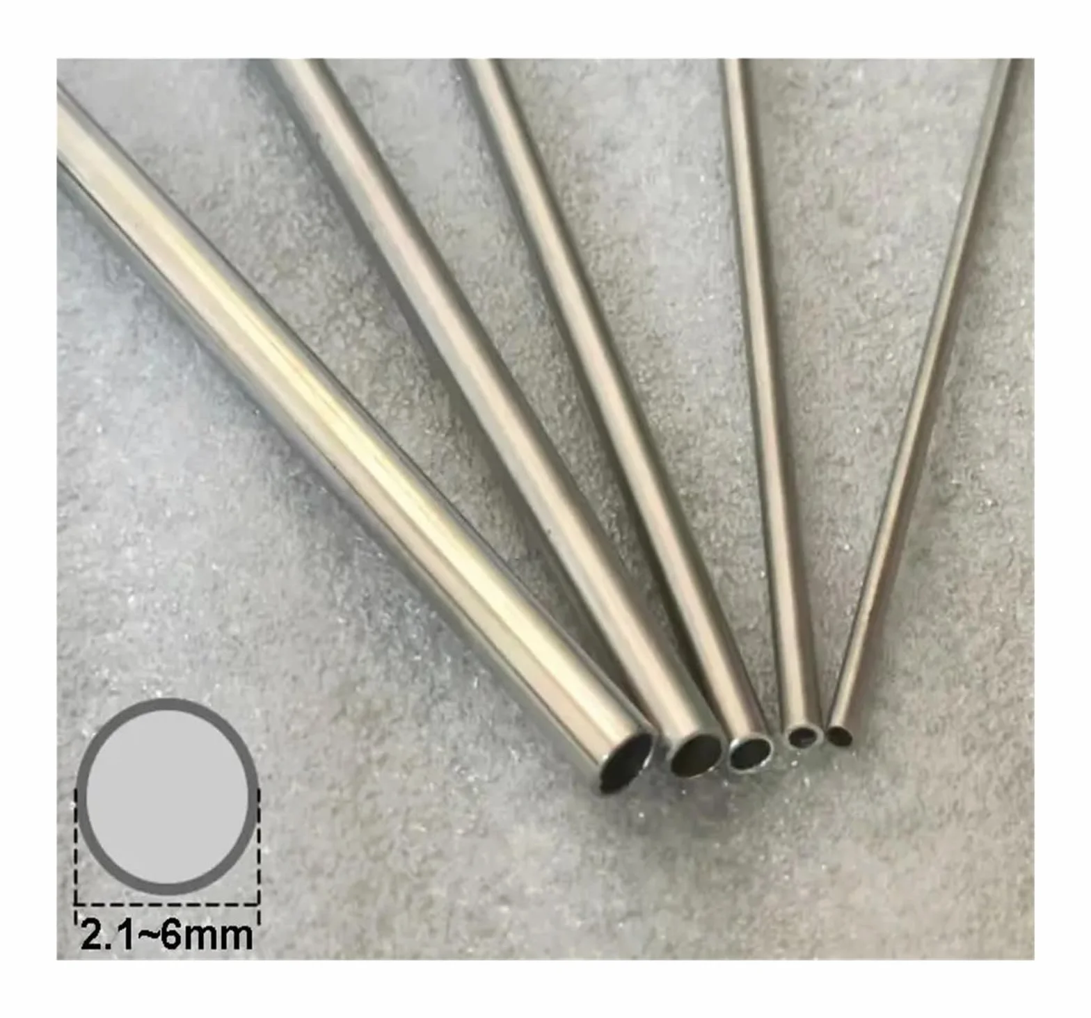 Microtubulo for tubo capillare in acciaio inossidabile 316, diametro esterno 2,1-6 mm, diametro interno 1-5 mm(OD6 ID5mm)