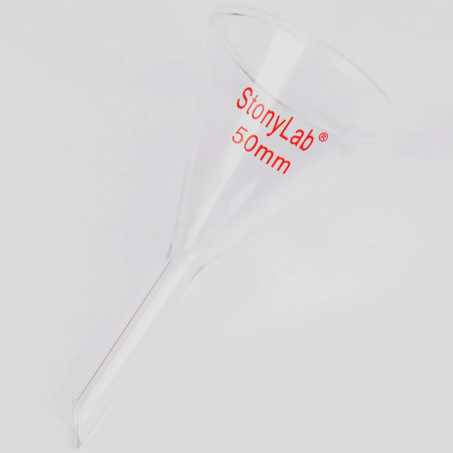stonylab Imbuto di Vetro da 1 Confezione, Imbuto in Vetro Borosilicato a Parete Pesante, Diametro 50 mm e Lunghezza Stelo 50 mm