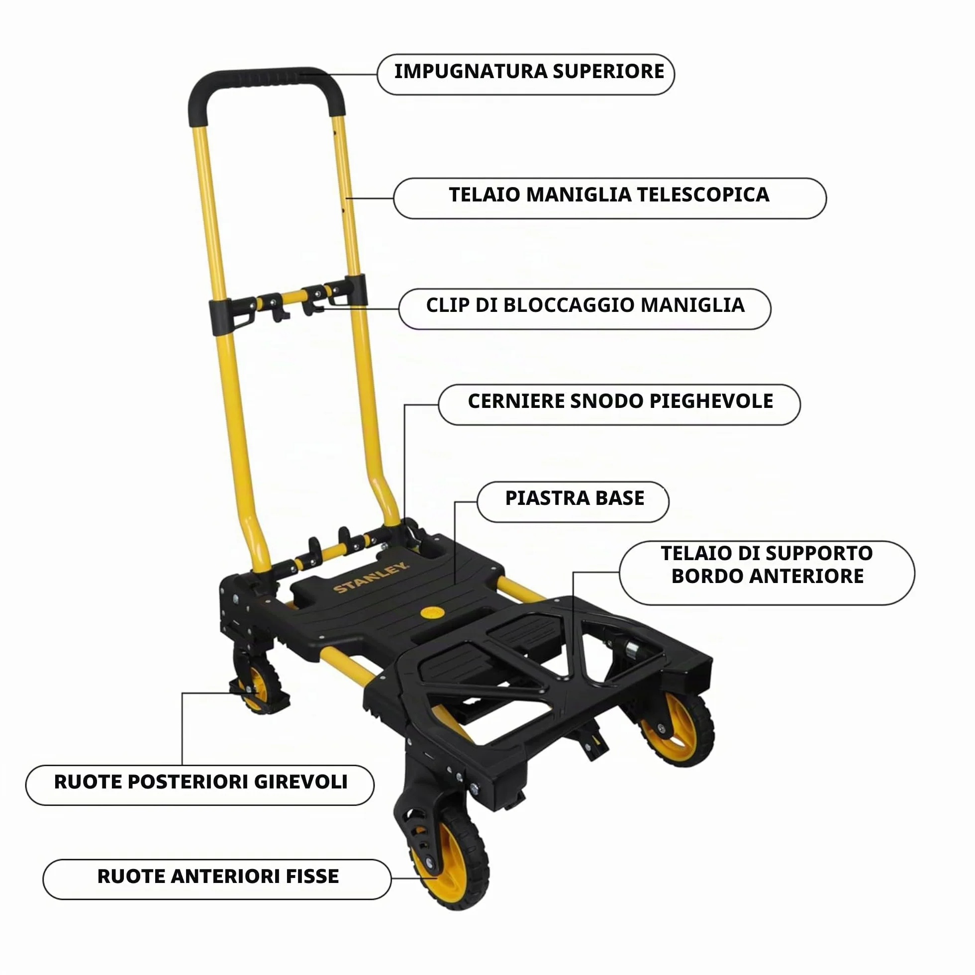 Stanley SXWTD-FT585 - Carrello ripiegabile 2 in 1 - può essere utilizzato come carrello a piattaforma e carrello - completamente ripiegabile per un facile utilizzo - capacità di carico 70/137kg