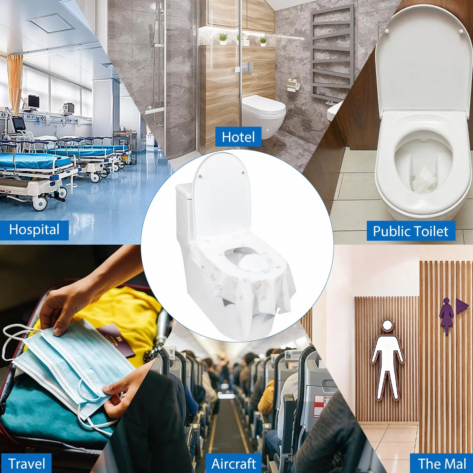 Zorplex Copriwater Usa e Getta 20 Pz Housses WC Monouso Impermeabili per Bambini e Adulti Portatili