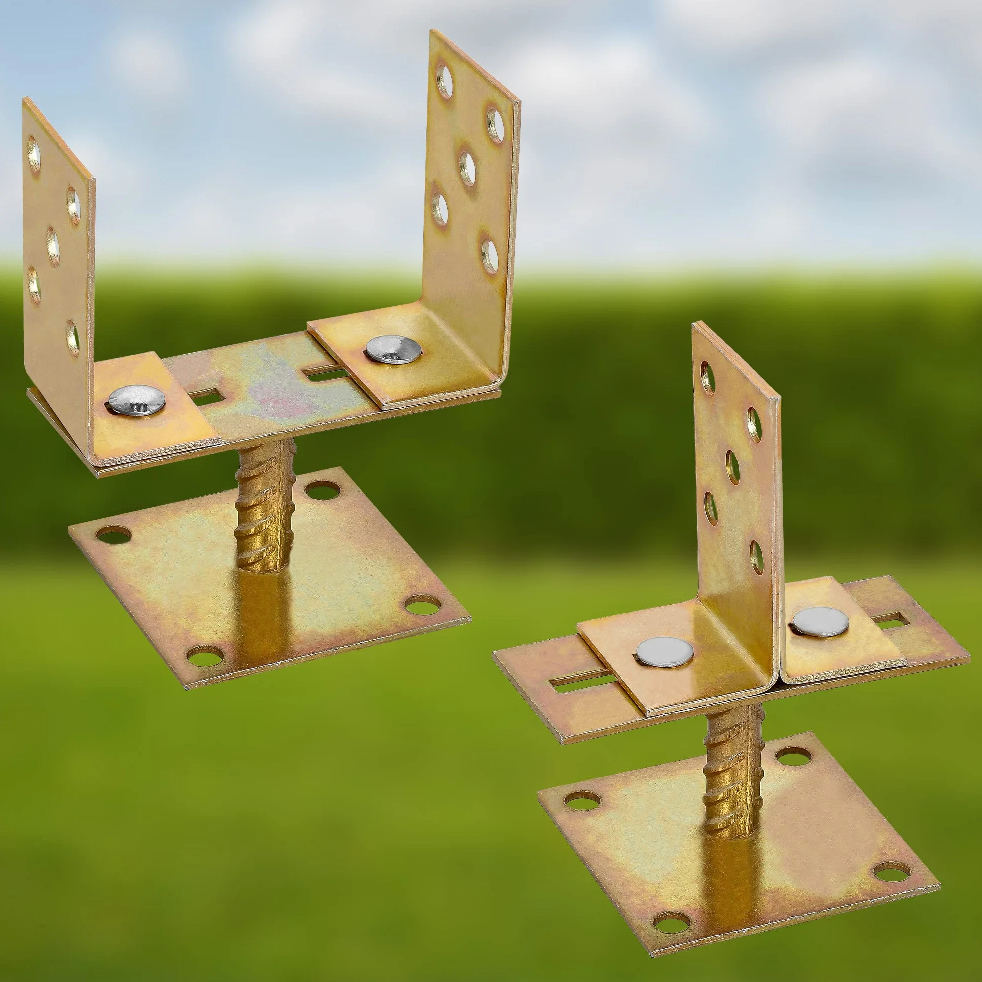 KOTARBAU® 4 szt. Supporti Regolabili Acciaio Zincato 0-160 mm Staffe per Pali Legno