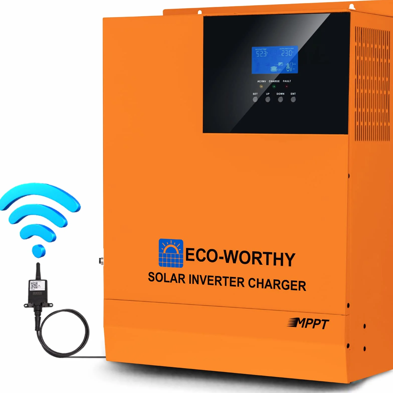 ECO-WORTHY Inverter ibrido da 3000 W, 24 V, indipendente dalla rete, 24 V DC a 220 V/230 V AC con regolatore di carica solare MPPT da 60 A, per batterie al piombo e al litio