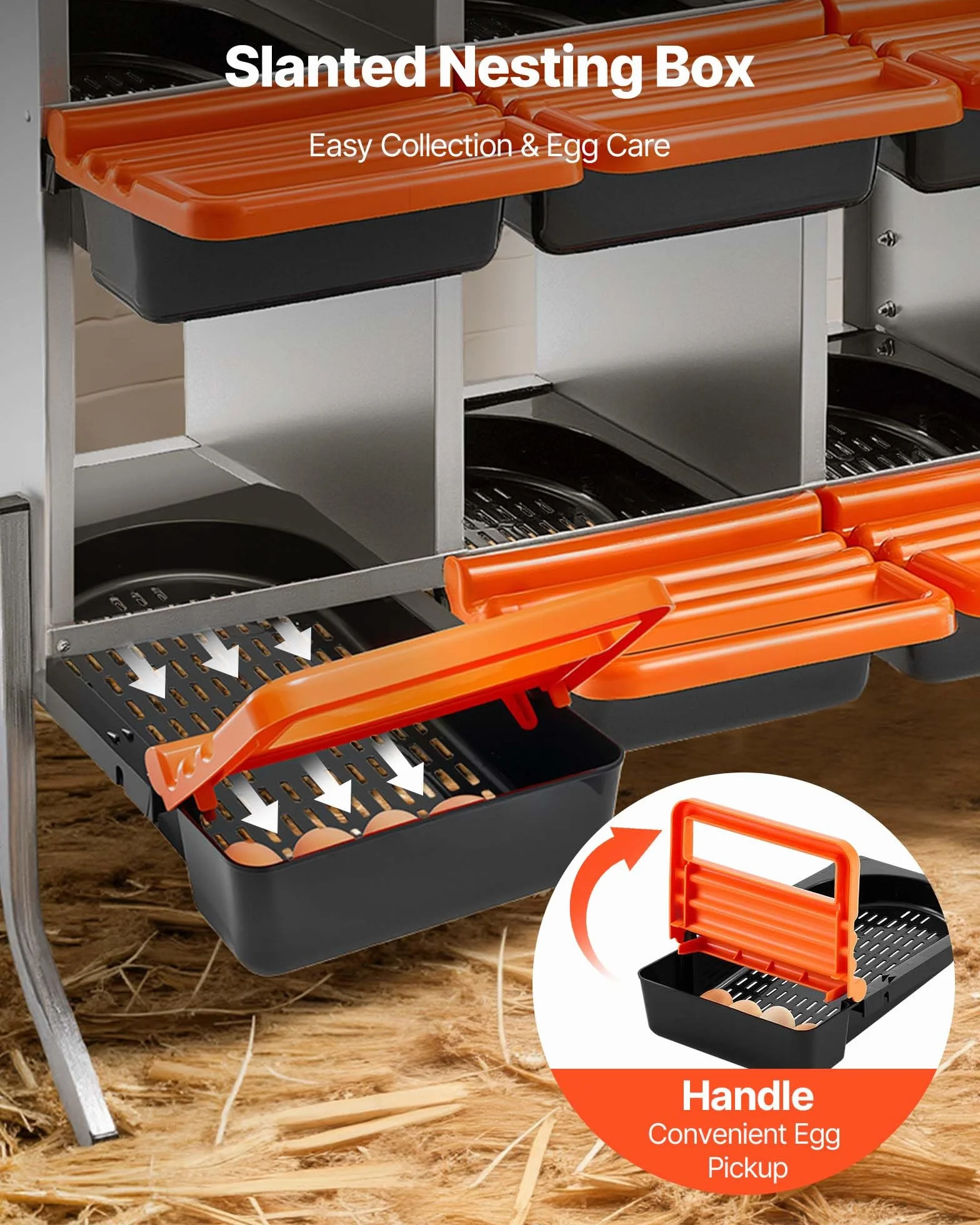 VEVOR Nido con Cassette di Incubazione per uova 10 Scomparti con Gambe di Supporto, Facile Raccolta, Acciaio Zincato e Plastica ad Alta Resistenza, Nido per Deposizione di Uova di Gallina