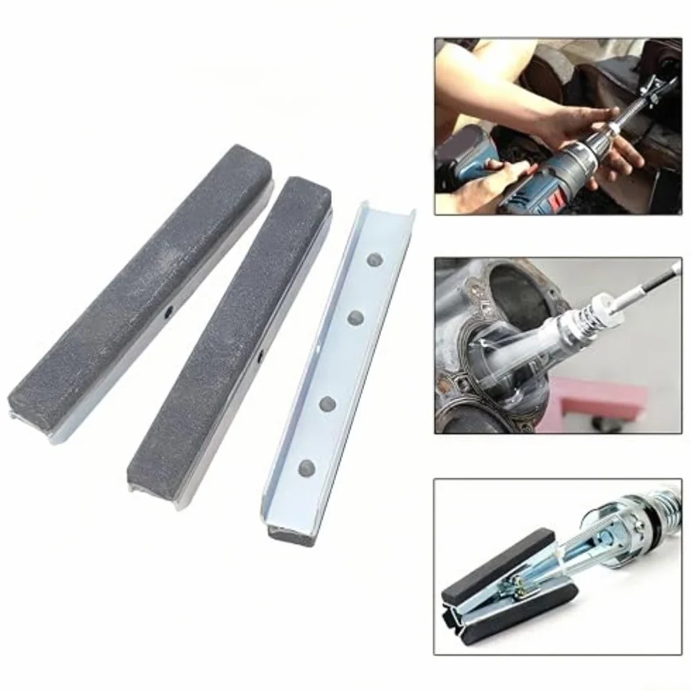 Set di 3 pietre per levigatura cilindri motore con 3 bracci cilindrici, strumento progettato per il trattamento e la manutenzione del cilindro del motore (7,6 cm)