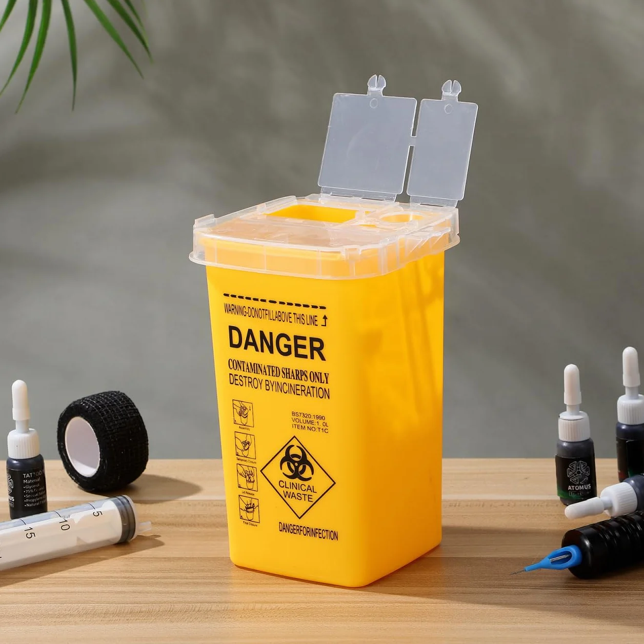 Serbatoio di scarico per cannule Medibox 1 litro giallo 5 pezzi