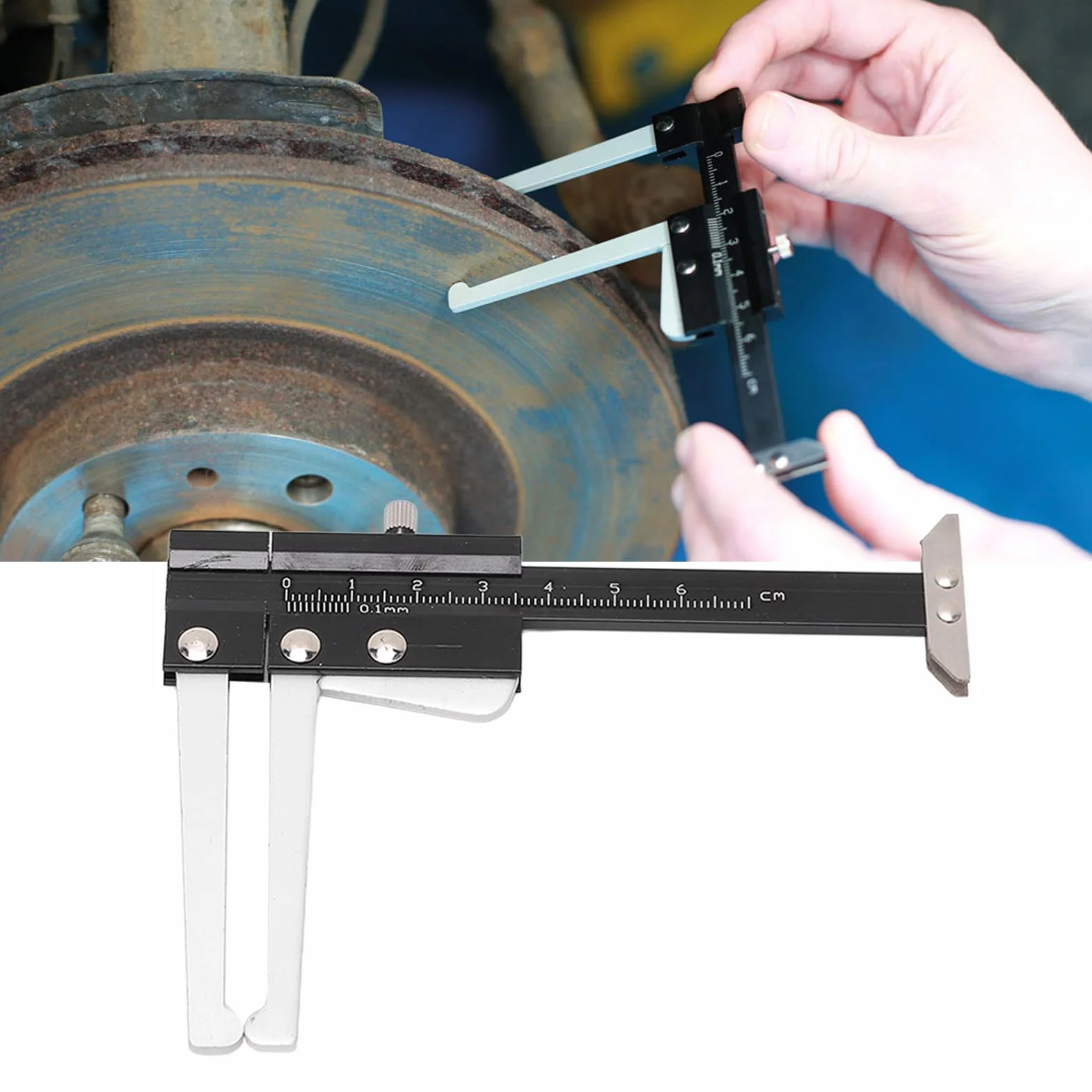 Calibro di Profondità 2-in-1 0-60mm 0,1mm Spessore Disco Freno Battistrada Pneumatico