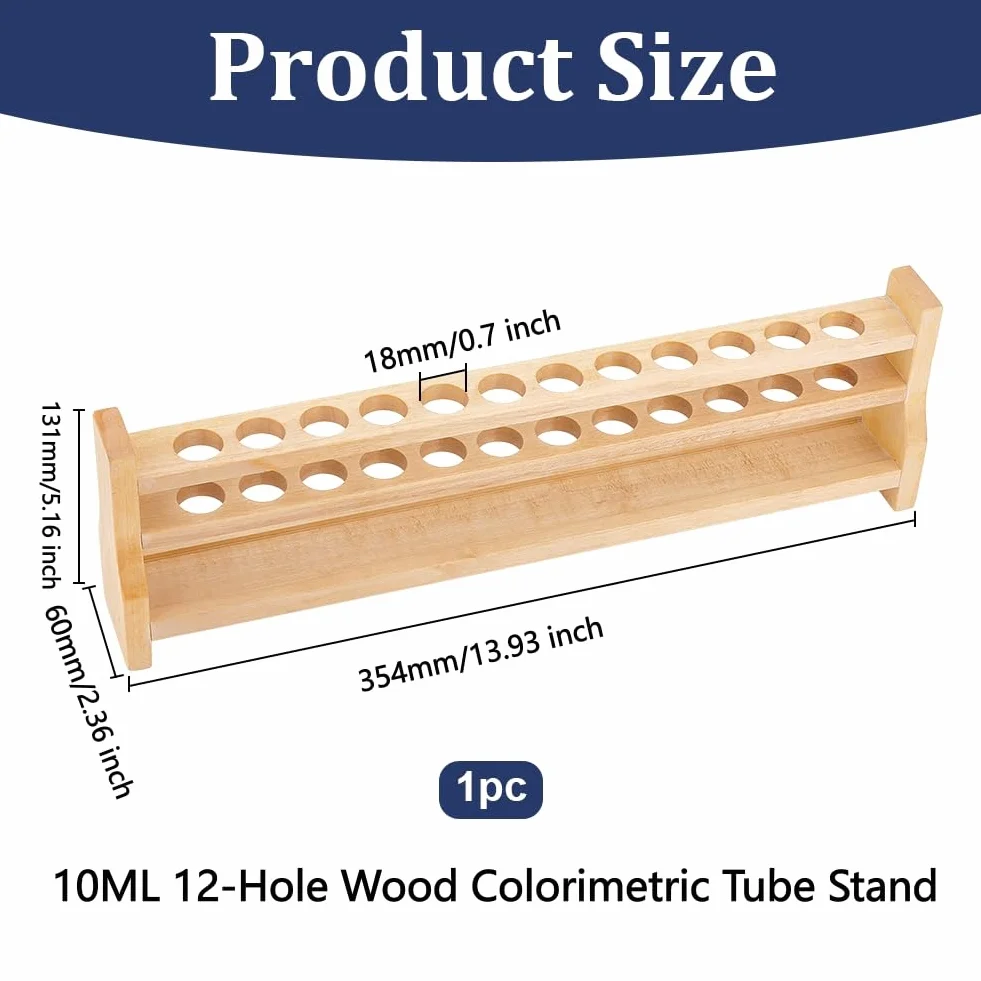 OLYCRAFT Rack per Provette in Legno 12 Fori 10ml Stand Espositivi 18mm Supporto Laboratorio