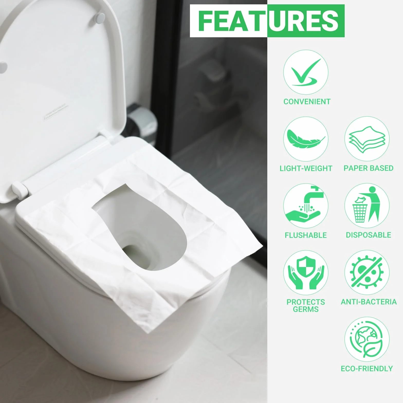 Copri Water WC USA e Getta 60 Pezzi 43x35,5 cm per Viaggi