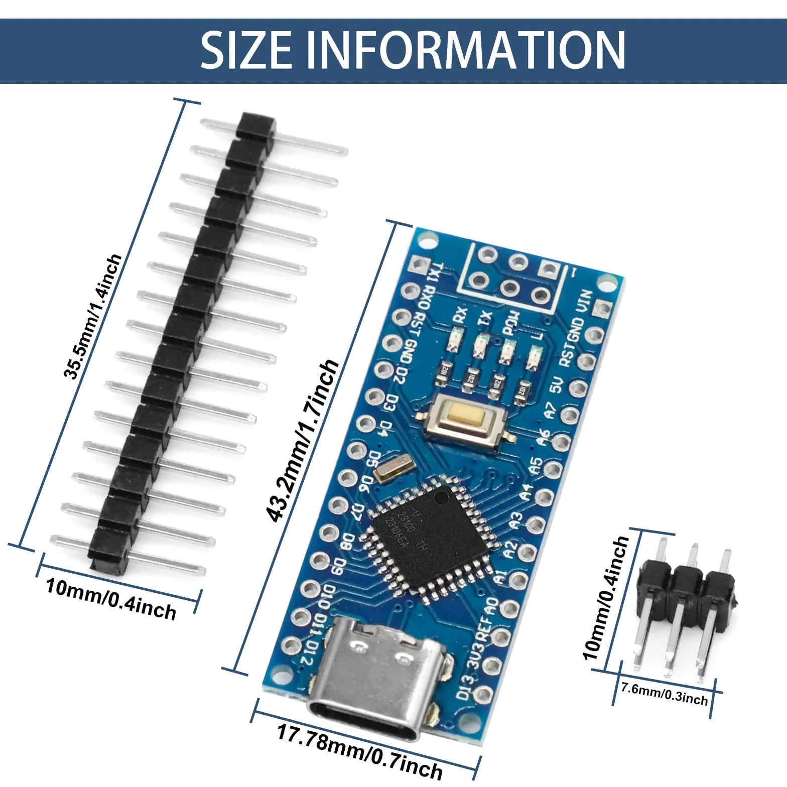 Scheda di sviluppo CH340G Binghe 5 pezzi 5V 16MHz Type-C per progetti elettronici compatibile con Arduino
