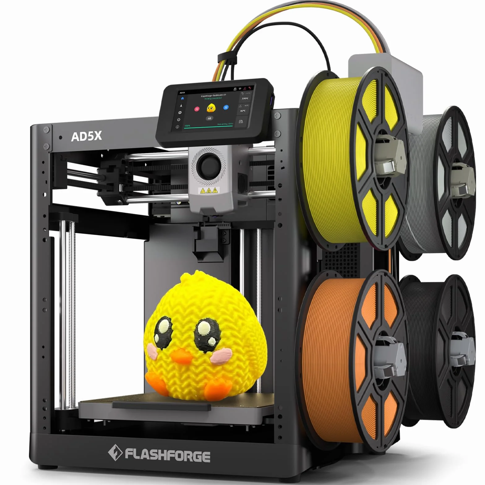 Stampante 3D multicolore Flashforge AD5X per stampe ad alta velocità a 4 colori, velocità massima di 600 mm/s, livellamento automatico con un solo clic, stampante 3D multimateriale con IFS