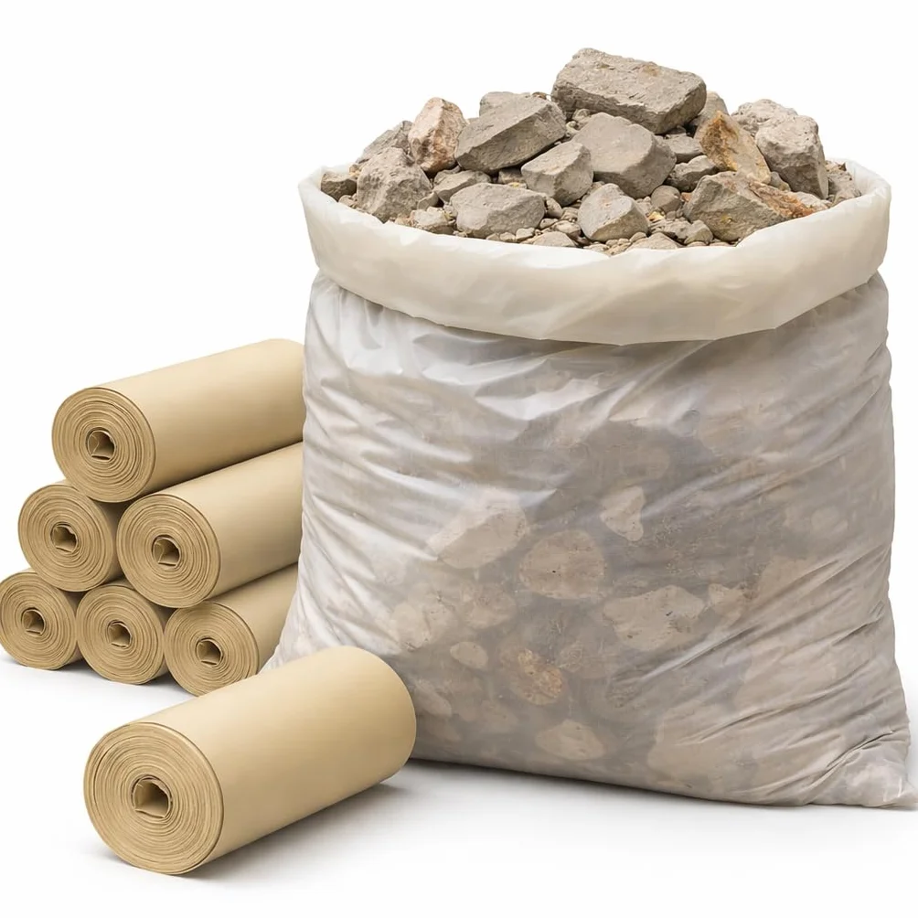 Sacchi per Macerie 90x120 AMBRA, Resistenti in Plastica - Sacchetti per Calcinacci, Detriti, Rifiuti Edili Robusti