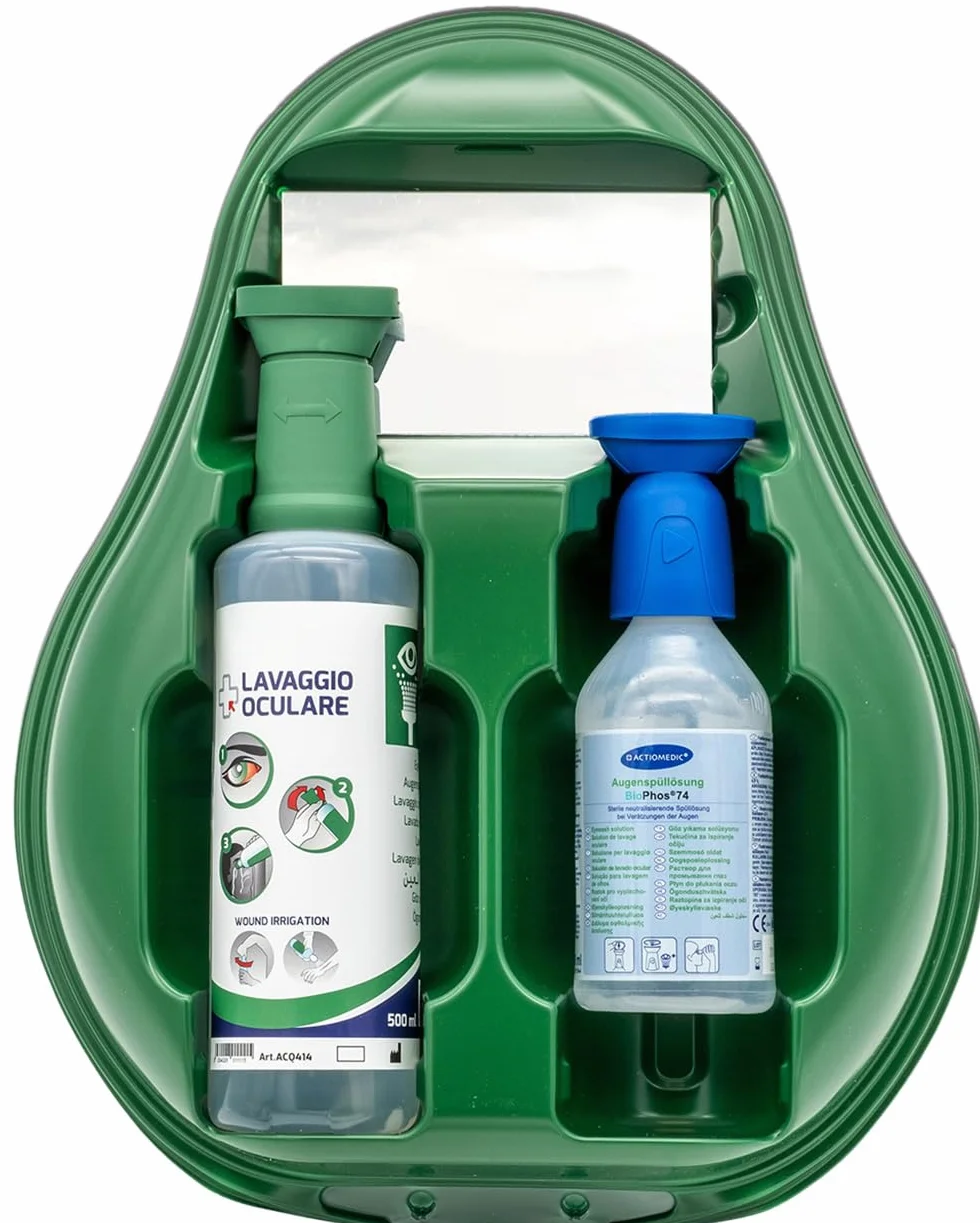 Zestaw Lavaocchi di Emergenza Lavaggio Oculare Soluzione Salina Sterile 500 ml + 250 ml PH neutro 320x410x80 mm