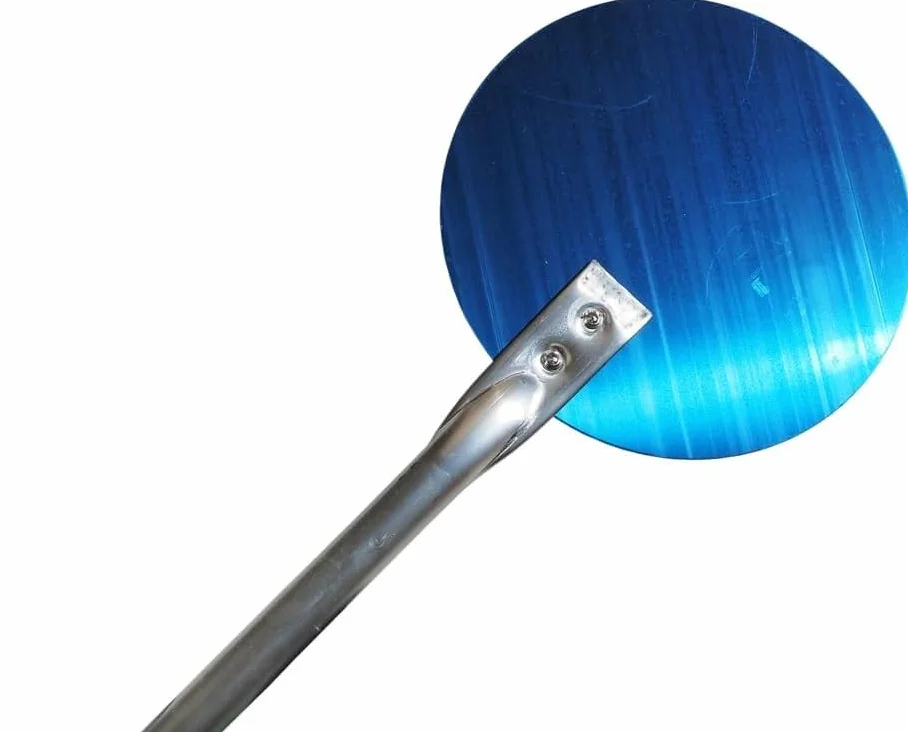 GREGORIOSTORE Pala Tonda Professionale per Pizza, Acciaio Inox con Manico in Alluminio e Terminale in Legno di Faggio, 170cm, per Forno a Legna (18 cm)