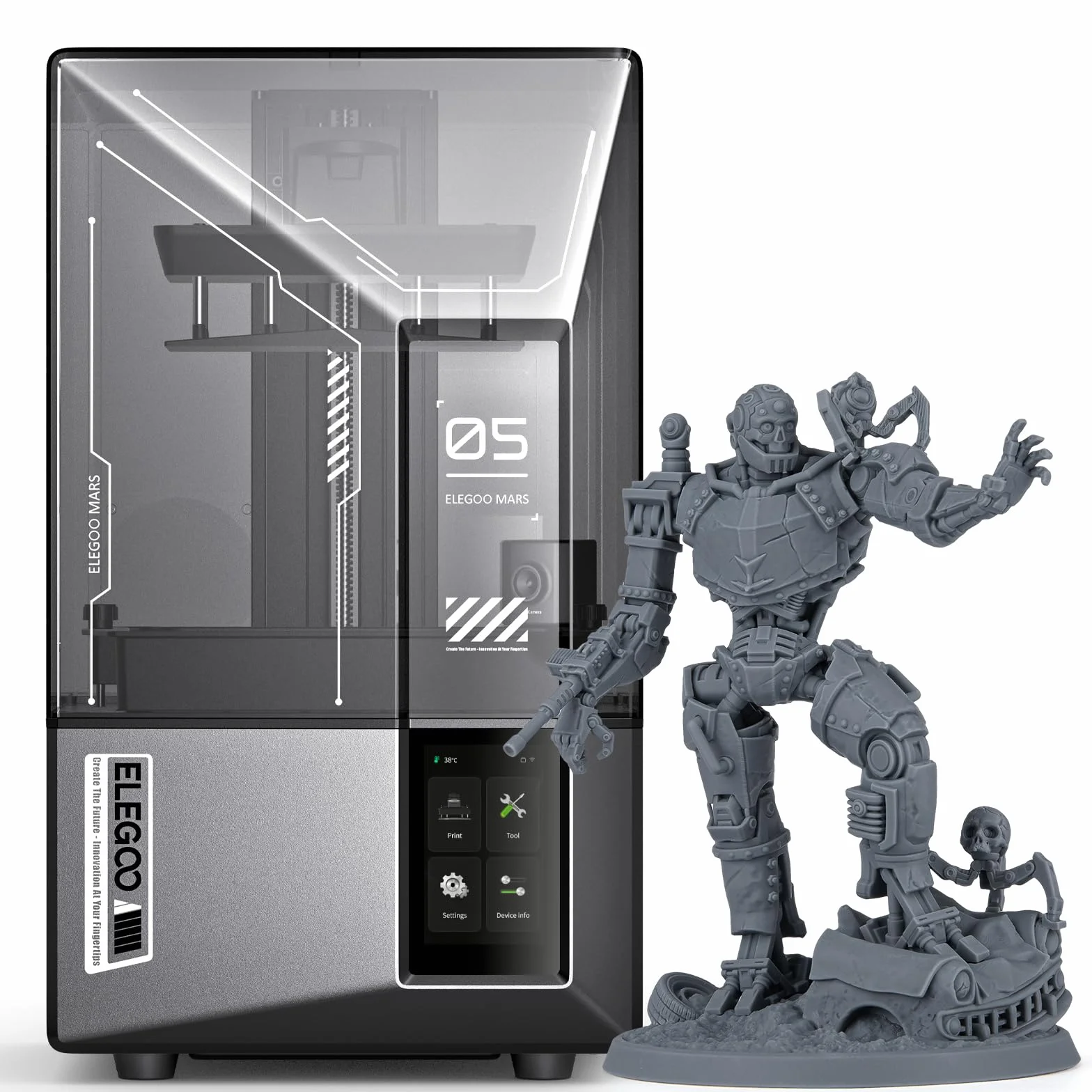 ELEGOO Mars 5 Ultra Stampante 3D in Resina MSLA 9K, Livellamento Automatico, Stampa 3D Veloce a 150 mm/h, Telecamera AI, Stampa Cluster WiFi, Grandi Dimensioni di Stampa 153,36 * 77,76 * 165 mm³