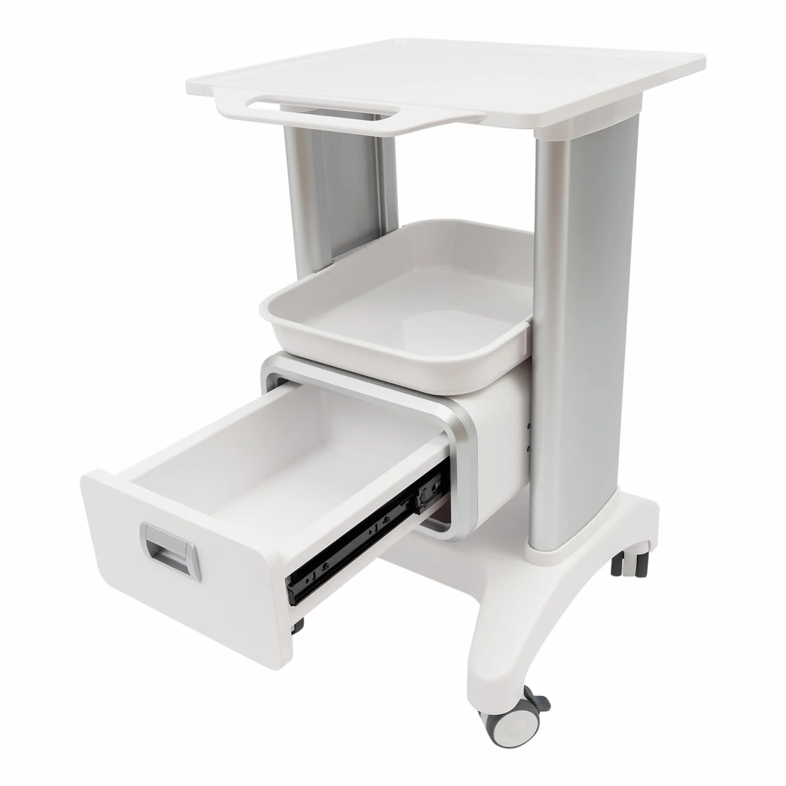 Carrello medico con cassetti, medico con 4 ruote universali a basso rumore, carrello cosmetico con 2 pallet, carrello da laboratorio medico dentale, carrello per attrezzi con vano