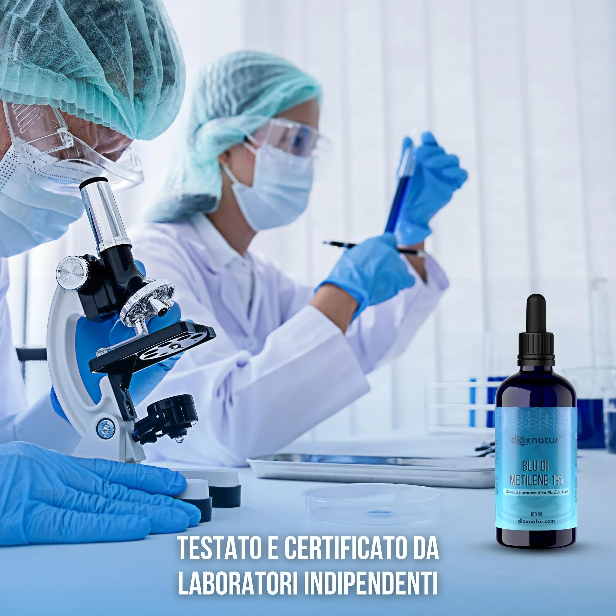 Blu di Metilene 1% USP 100 ml, Alta Purezza, Pipetta Integrata