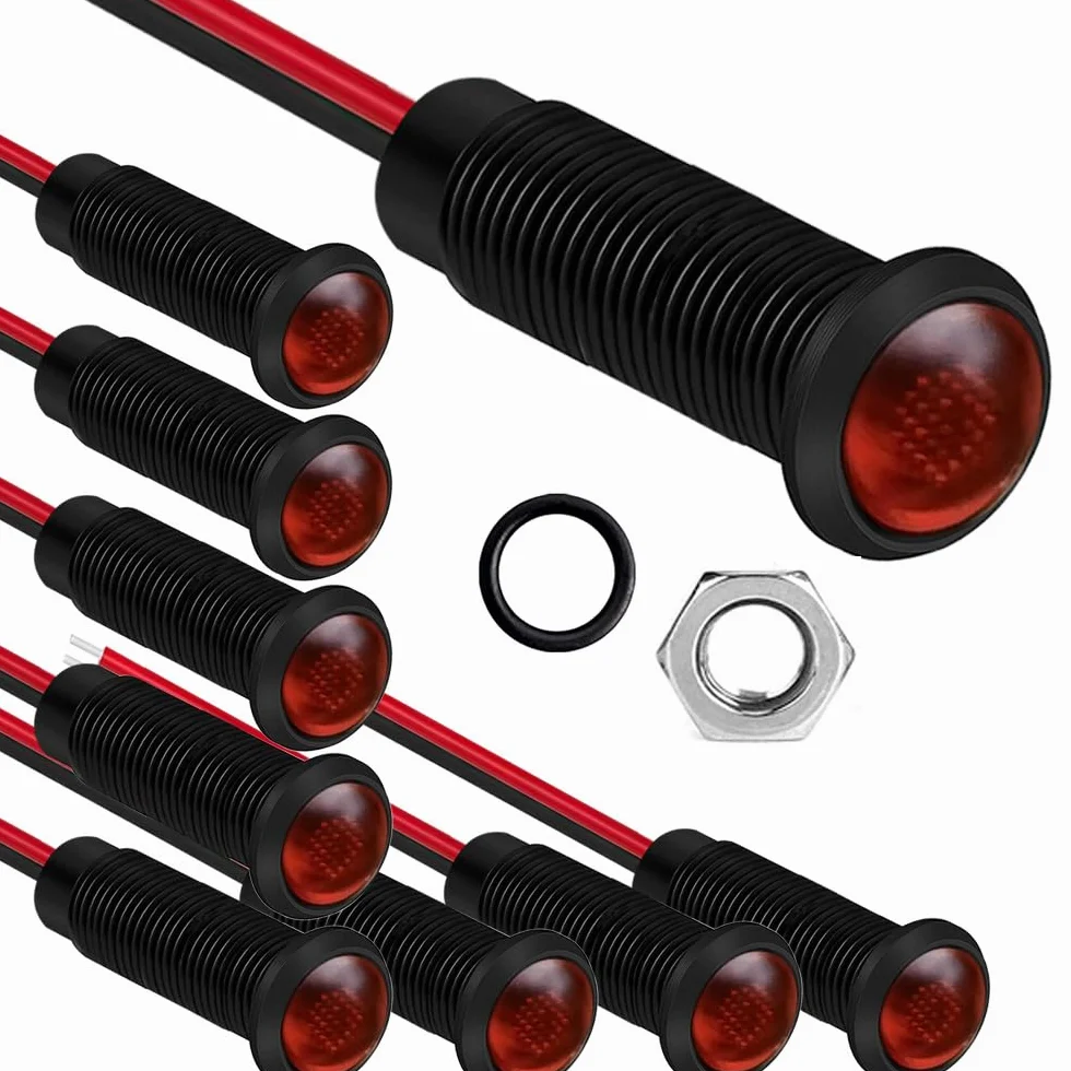 Gebildet 10pcs LED in Plastica Indicatore luminoso 110-220V Dimensione foro di Montaggio 6mm(Rosso)