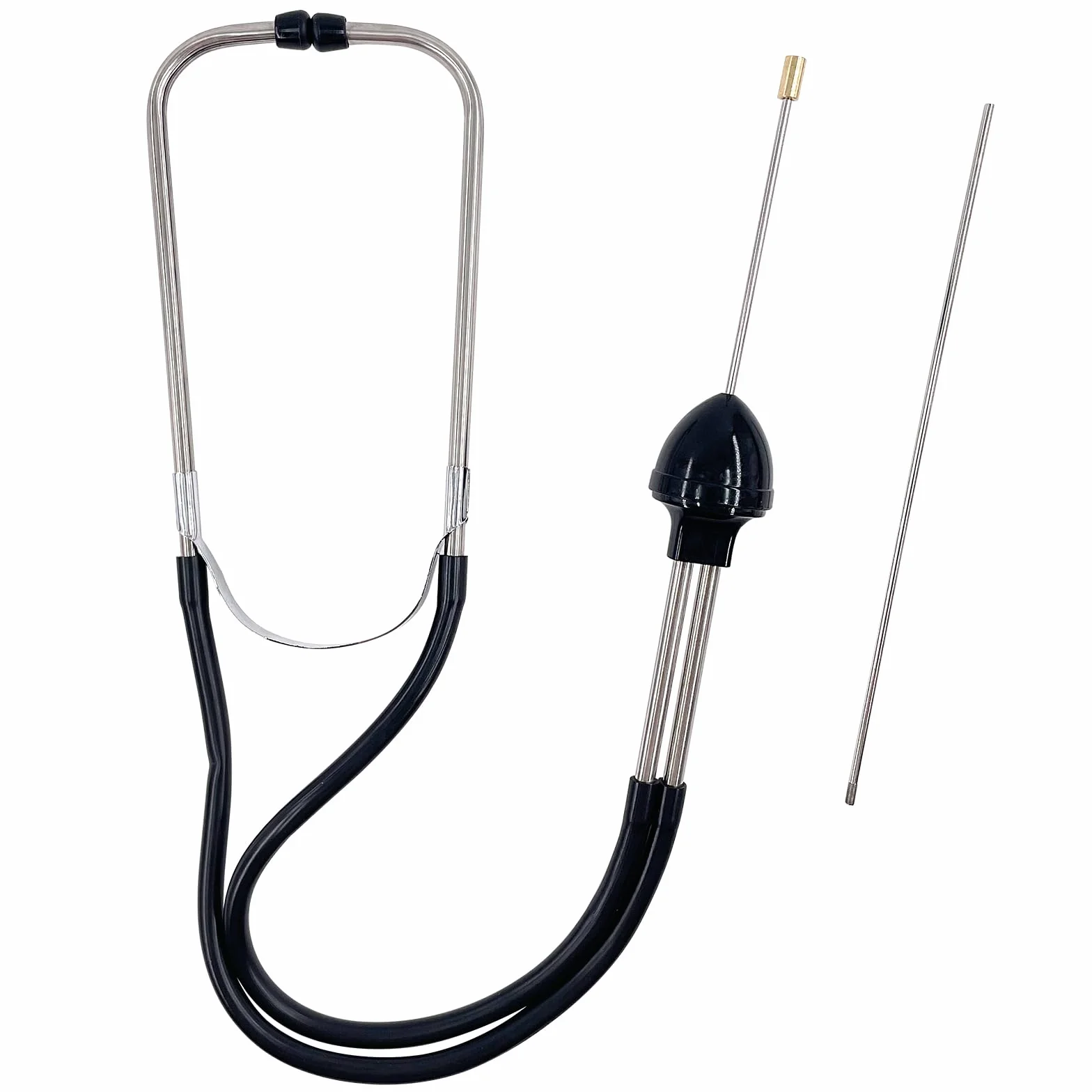 Swpeet 2Pcs Automotive Acciaio Inox Cilindro Meccanico Stetoscopio Motore Kit include Gomma Buds Sonda Tubo, Strumento Diagnostico per Auto, Camion e Moto, Motore Tester (Nero)