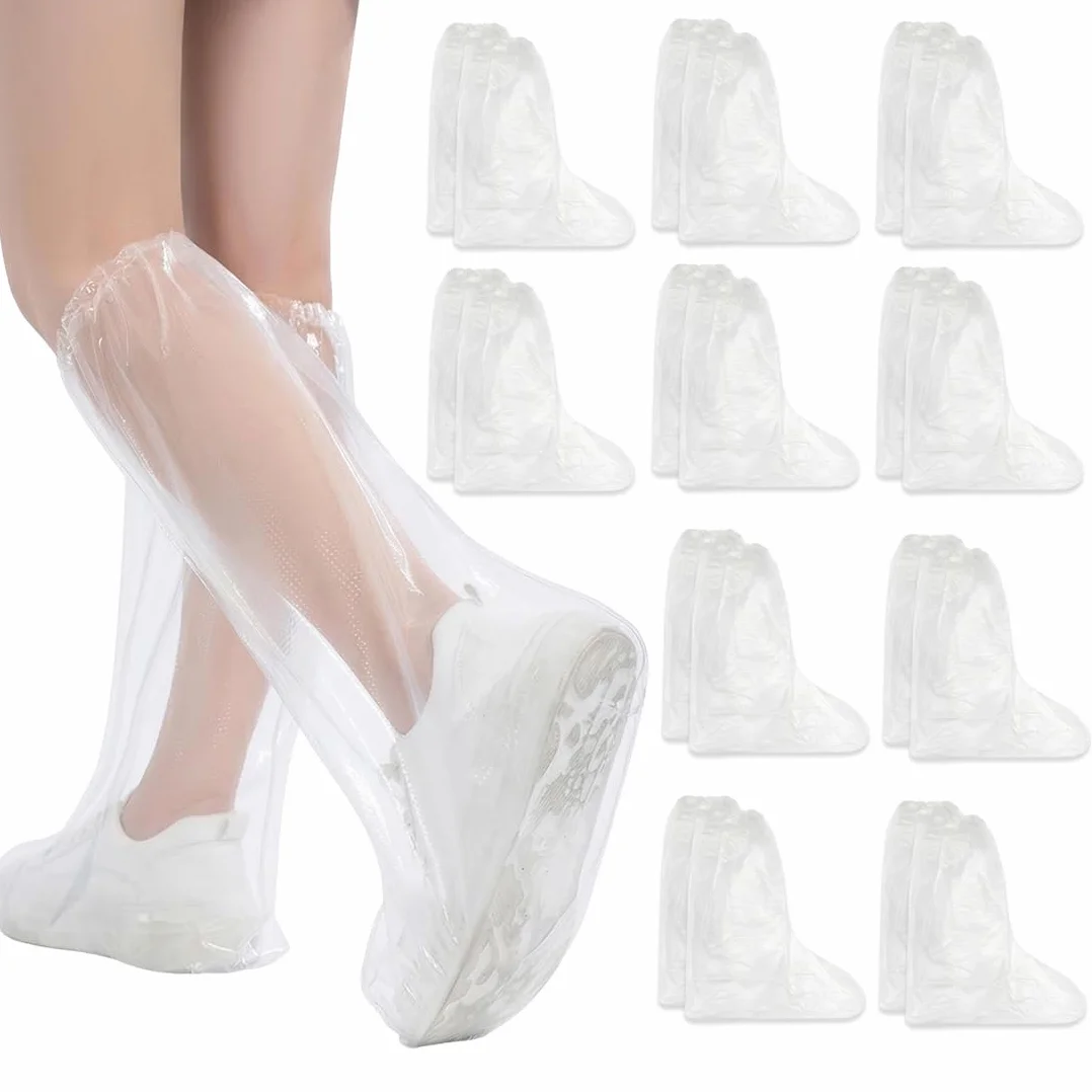 Copri Scarpe Impermeabili Antistrappo con Elastico Protettivo per Pioggia e Bicicletta, Calzari Usa e Getta Fino alla Taglia 46 (Trasparente)