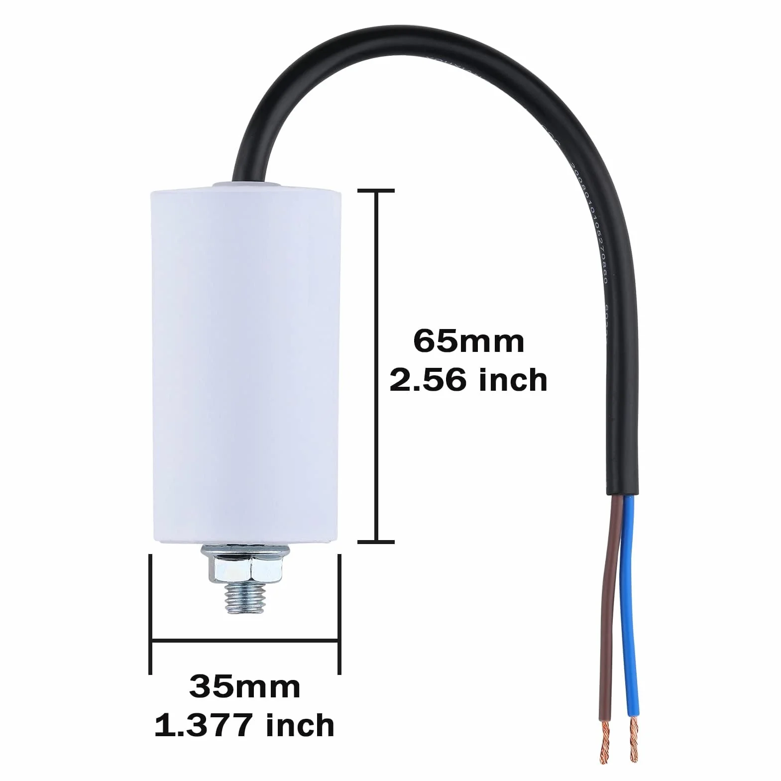 VEXUNGA CBB60 Condensatori 8uF 450V Condensatore Avviamento Motore Elettrico 8µF 450 Volt 35x65MM M8 Cavo di Collegamento
