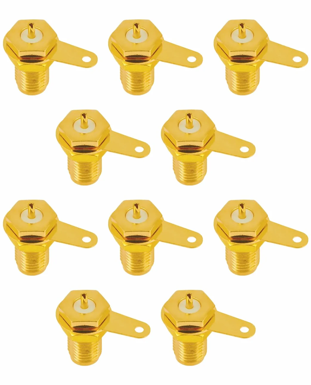 Connettori SMA Femmina 10 Pezzi Coassiale Pannello Montaggio con Paratia Dado Terminale a Tazza a Saldare