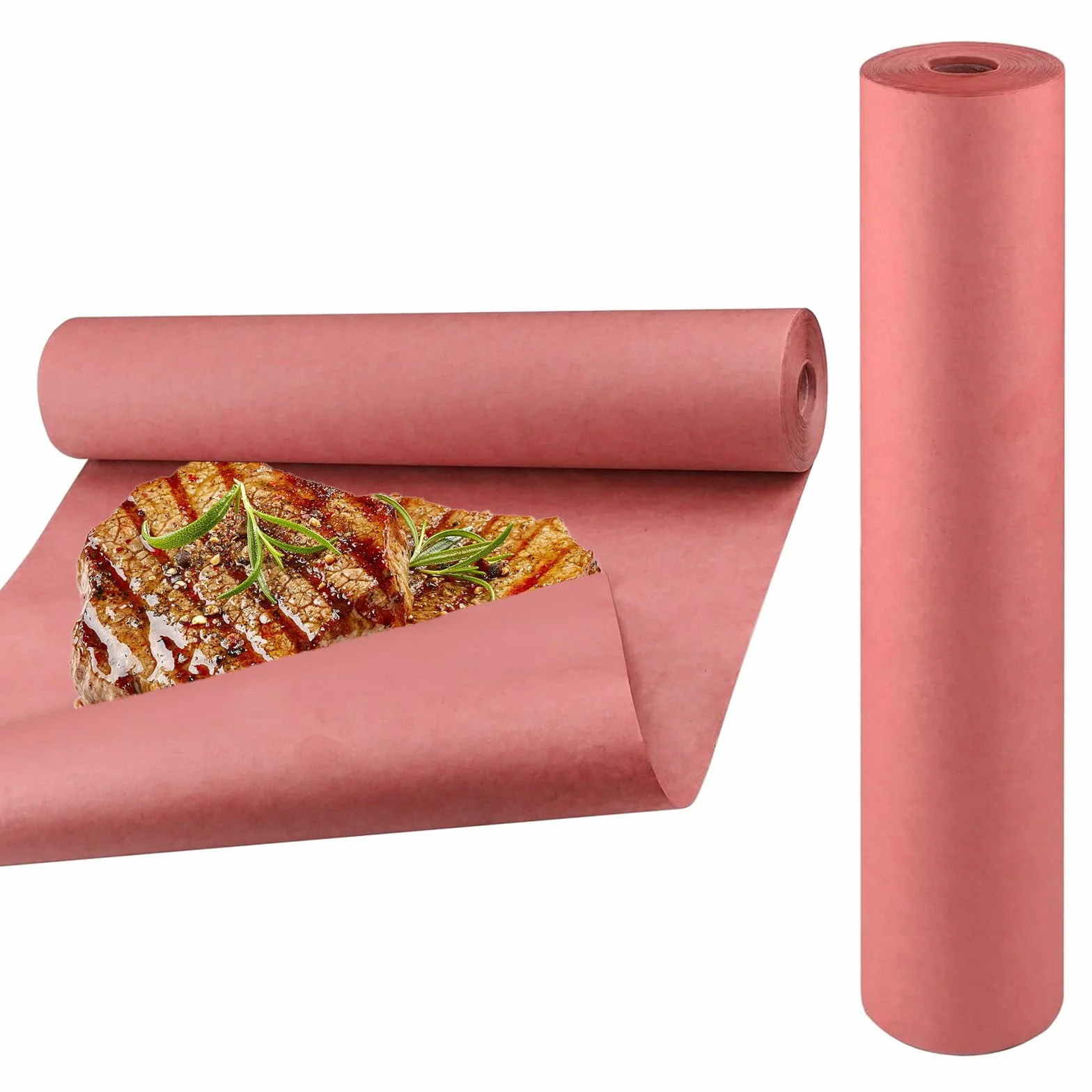 Carta da macellaio rosa, 42 cm x 17 m, originale, per grigliare, affumicare, barbecue, ideale per carne e pesce succosi – Premium