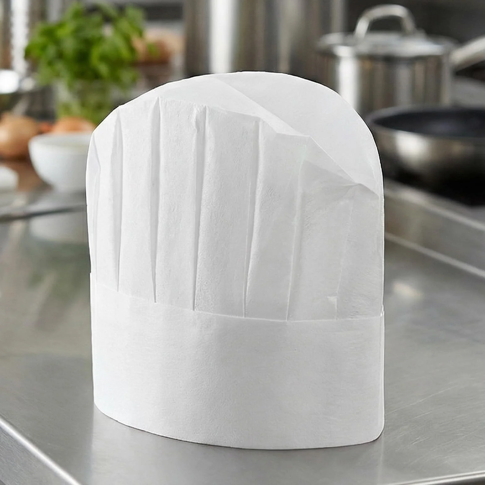 Cappelli da cuoco monouso per bambini 25×18,2 cm tessuto non tessuto bianco