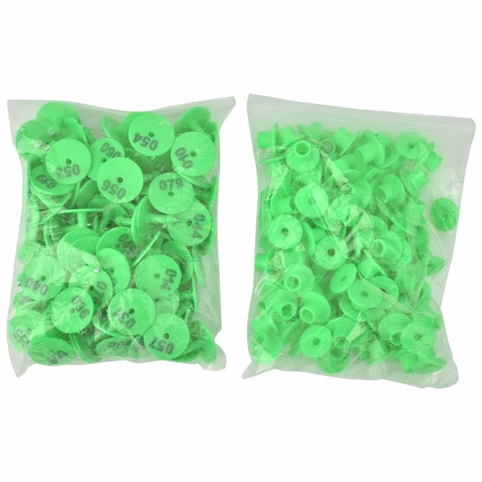 100 Pezzi Rotondi in Plastica per Bestiame, Numerate 1-100, Etichette per Orecchie per Bovini, Etichette per Orecchie per Bestiame, Per Bovini, Mucche, Cavalli, Suini, Pecore, Capre(Verde)