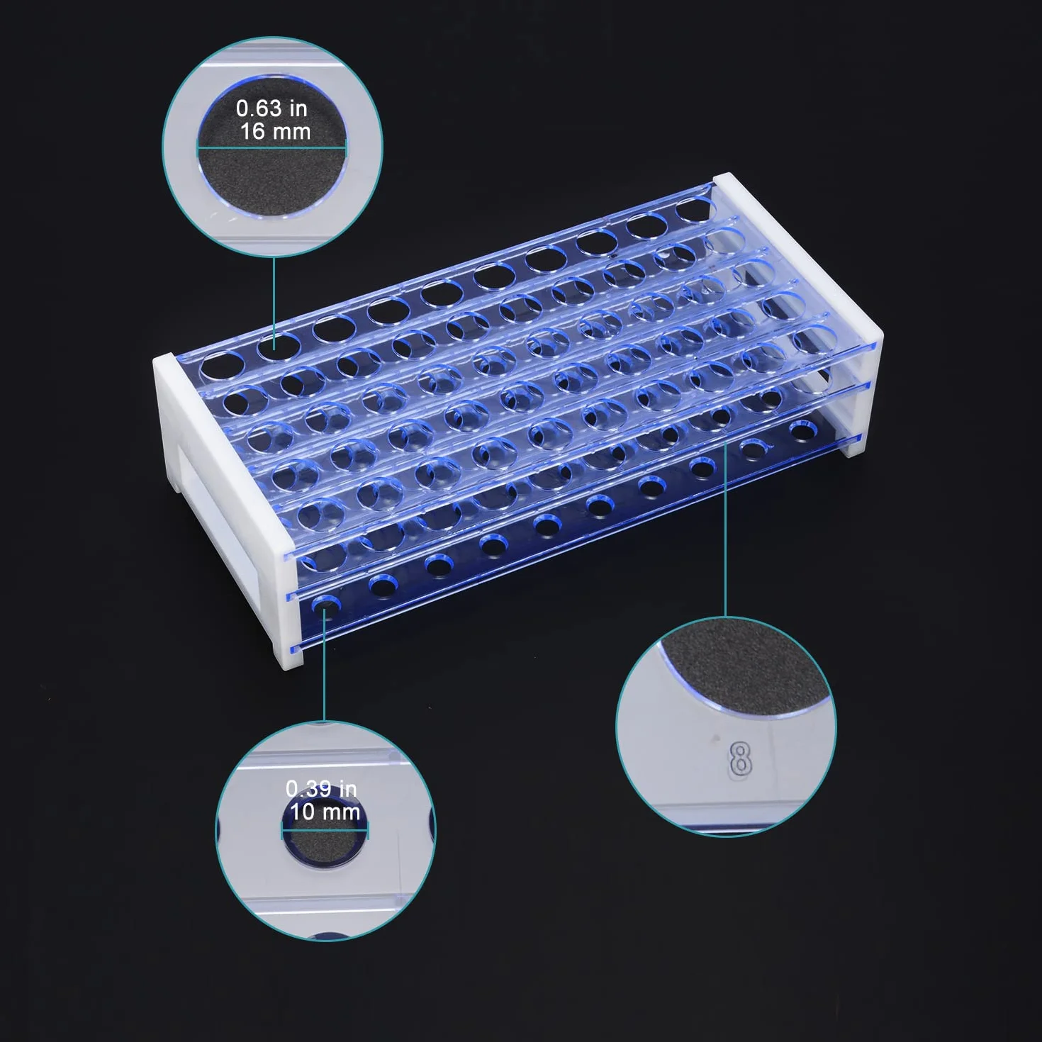 stonyLab Portaprovette in Plastica Blu Amovibile 3 Livelli 50-Posti 16mm