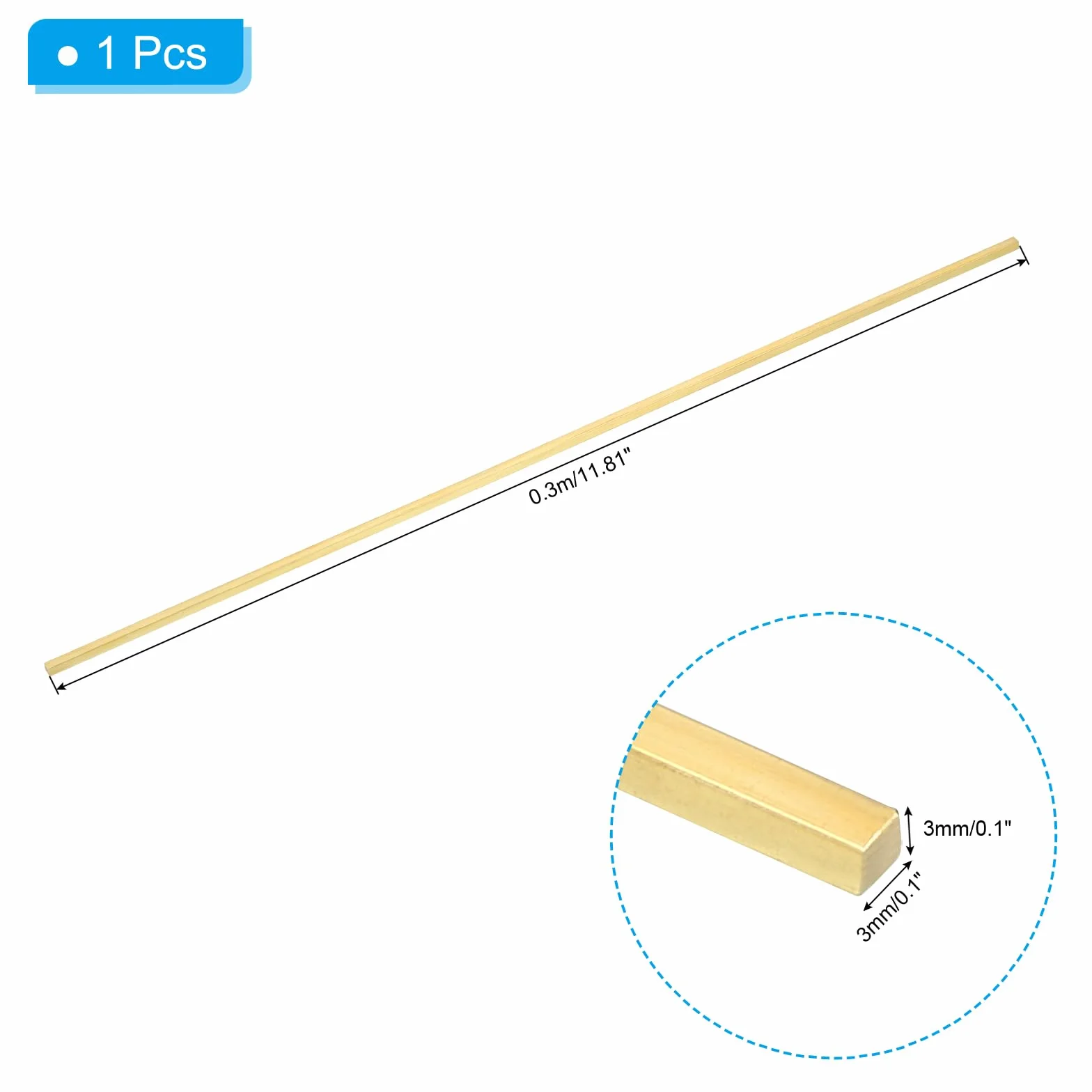 PATIKIL Barra Quadrata in Ottone C360 0,1x0,1", Lunghezza 11,81", Materiale Piatto Massiccio per Artigianato Manutenzione Decorazione Elettrica e Architettonica, Ottone
