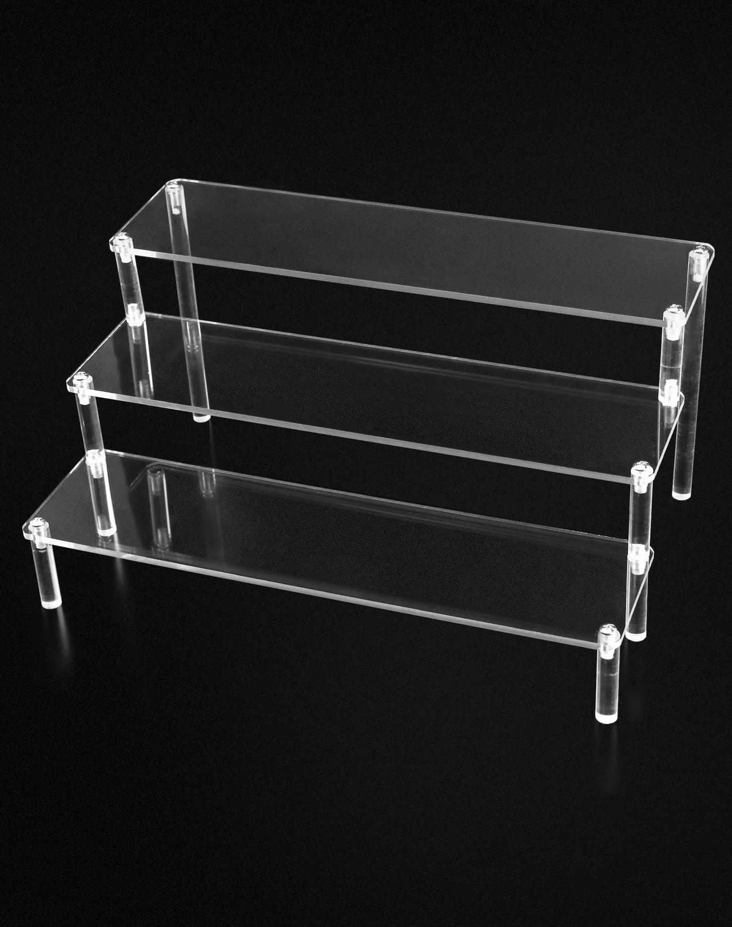 QWORK® Espositore Acrilico a 3 Livelli in Acrilico Spesso 4 mm, 30x21x15cm, per Personaggi Profumi Gioielli Cupcakes