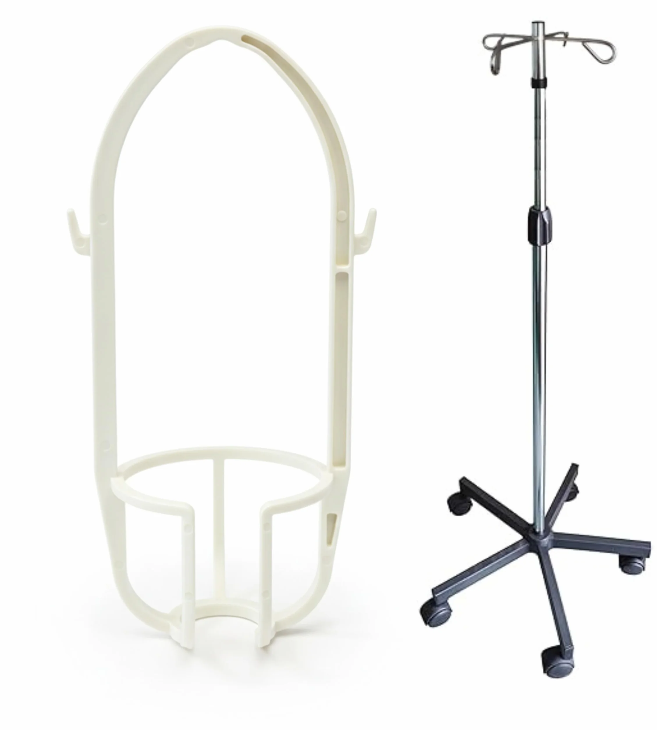 APP LIFE Portaflebo in Plastica Rigida, Cestello Reggiflacone Bianco per Asta Flebo, Accessorio Medico Ospedaliero per Flebo e Soluzioni Endovenose