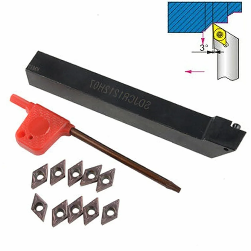 Barra di alesatura SDJCR1212H07 portautensili + 10 inserti in carburo DCMT0702