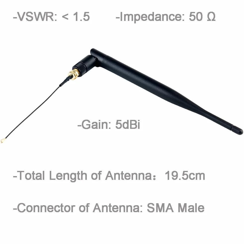 DIYmalls 868 MHz Antenna LoRa 5dBi SMA maschio 195 mm + cavo SMA femmina per Meshtastic LoRa 32 V3 HTCC-AB02S Heltec T114 Mesh Node LoRa32u4II (confezione da 2)